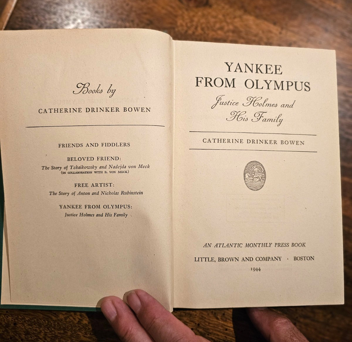 YANKEE FROM OLYMPUS – JUSTICE HOLMES AND FAMILY – CATHERINE DRINKER BOWEN HC/DJ