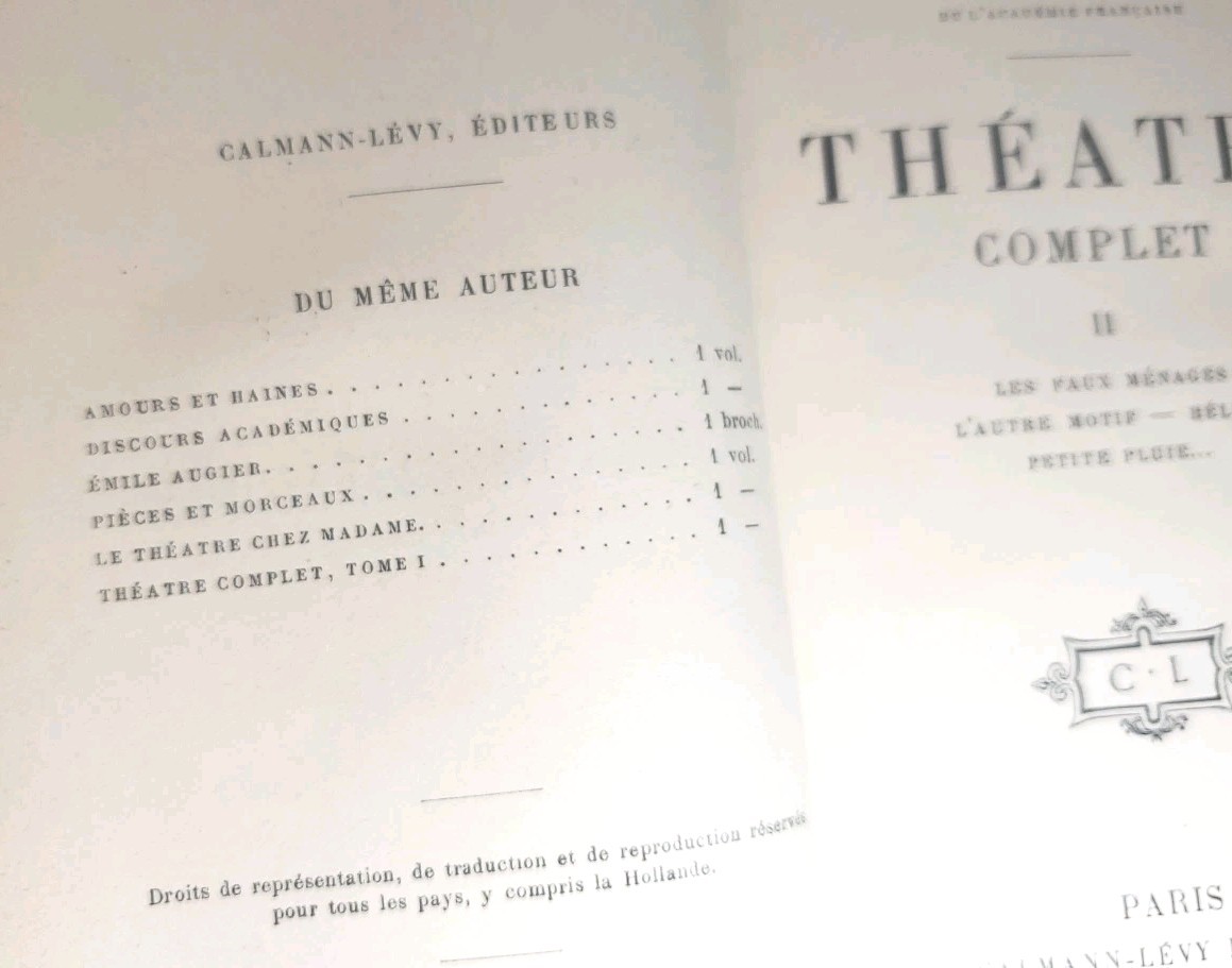 Theatre Complet, Volume Set circa 1800s French Leather Bindings Marbled Endpages