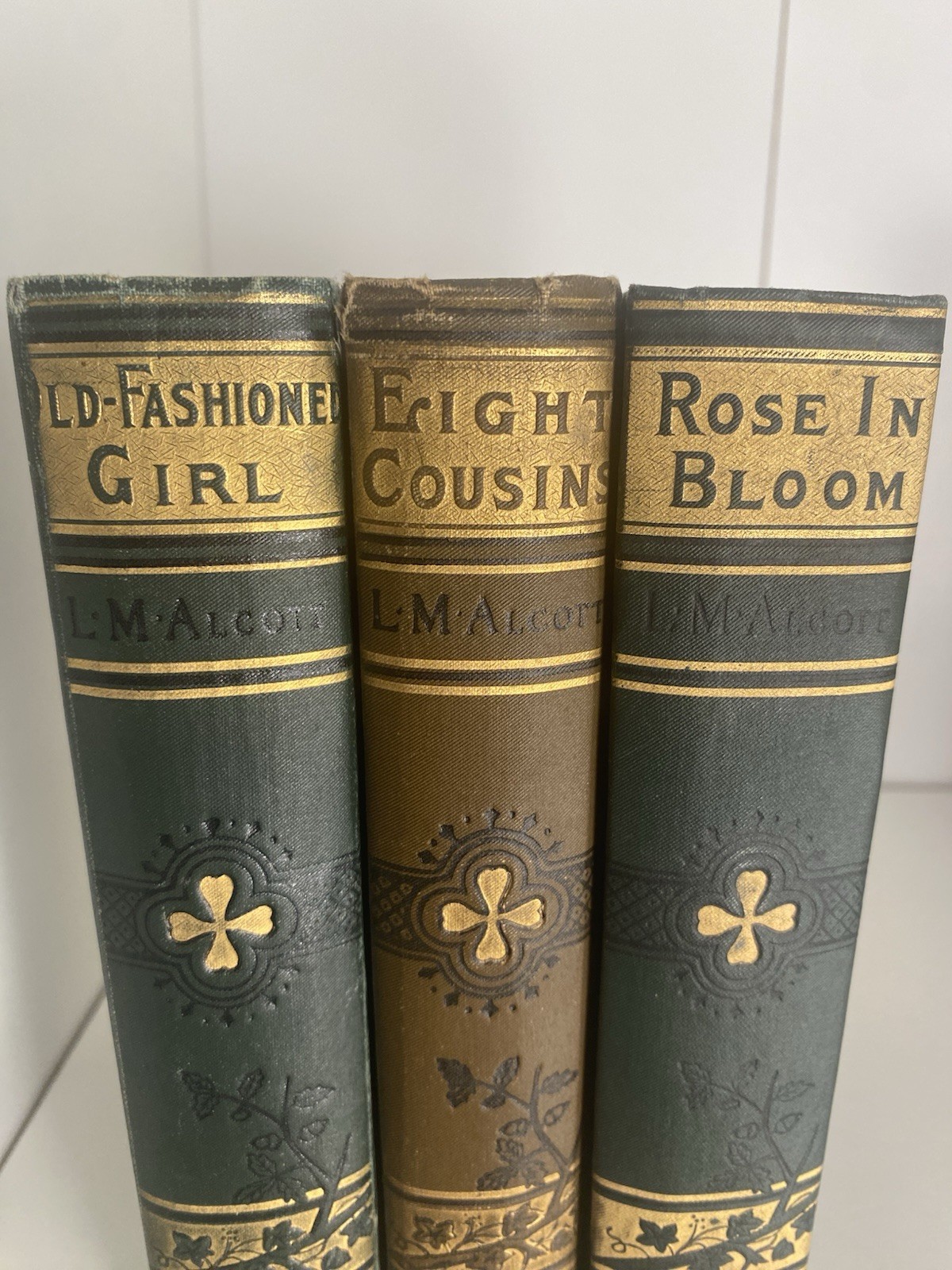 LM Alcott 3 ANTIQUE Books ca. 1900 Gilt Victorian Spines Rare Excel. Condition
