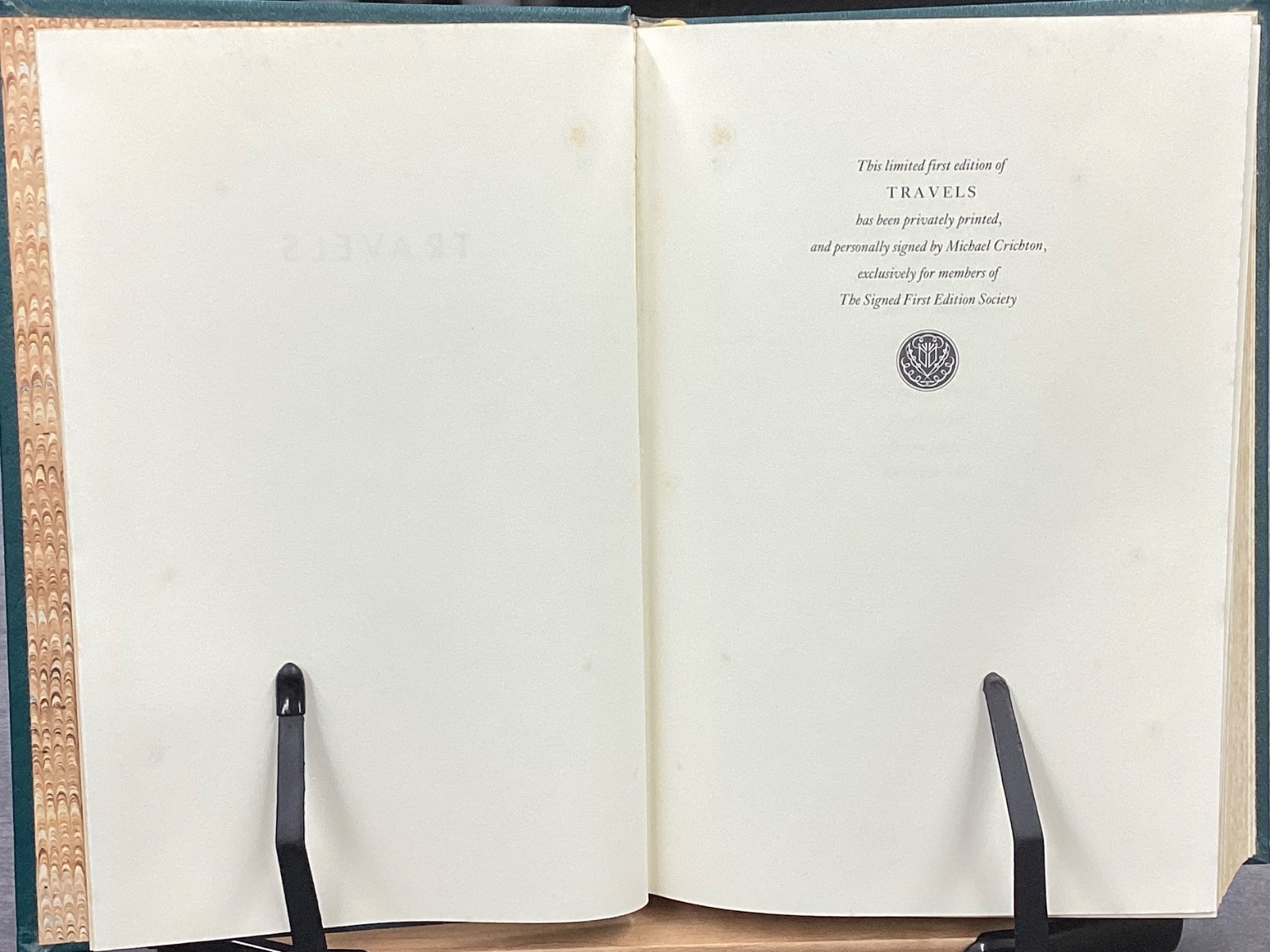 1988 Travels by Michael Crichton Signed First Edition The Franklin Library