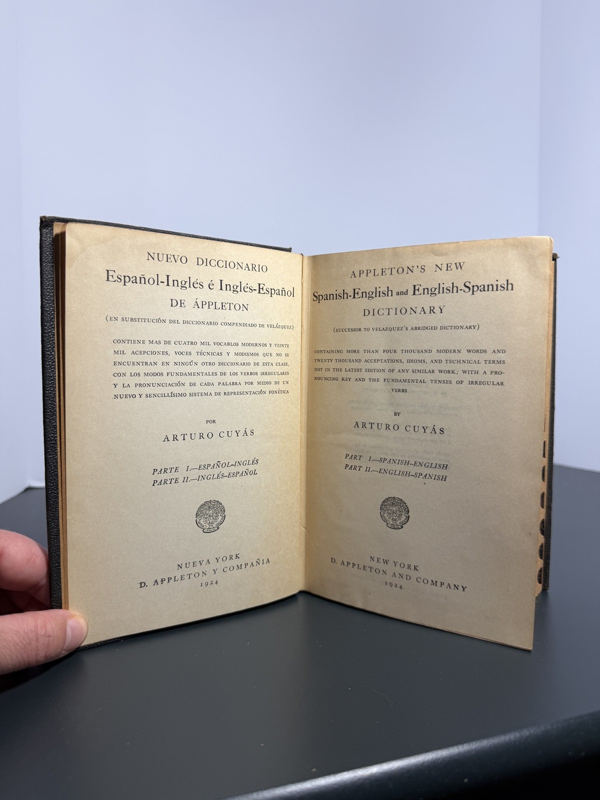 1924 Appleton’s New Spanish-English Dictionary Arturo Cuyás Hardcover Antique