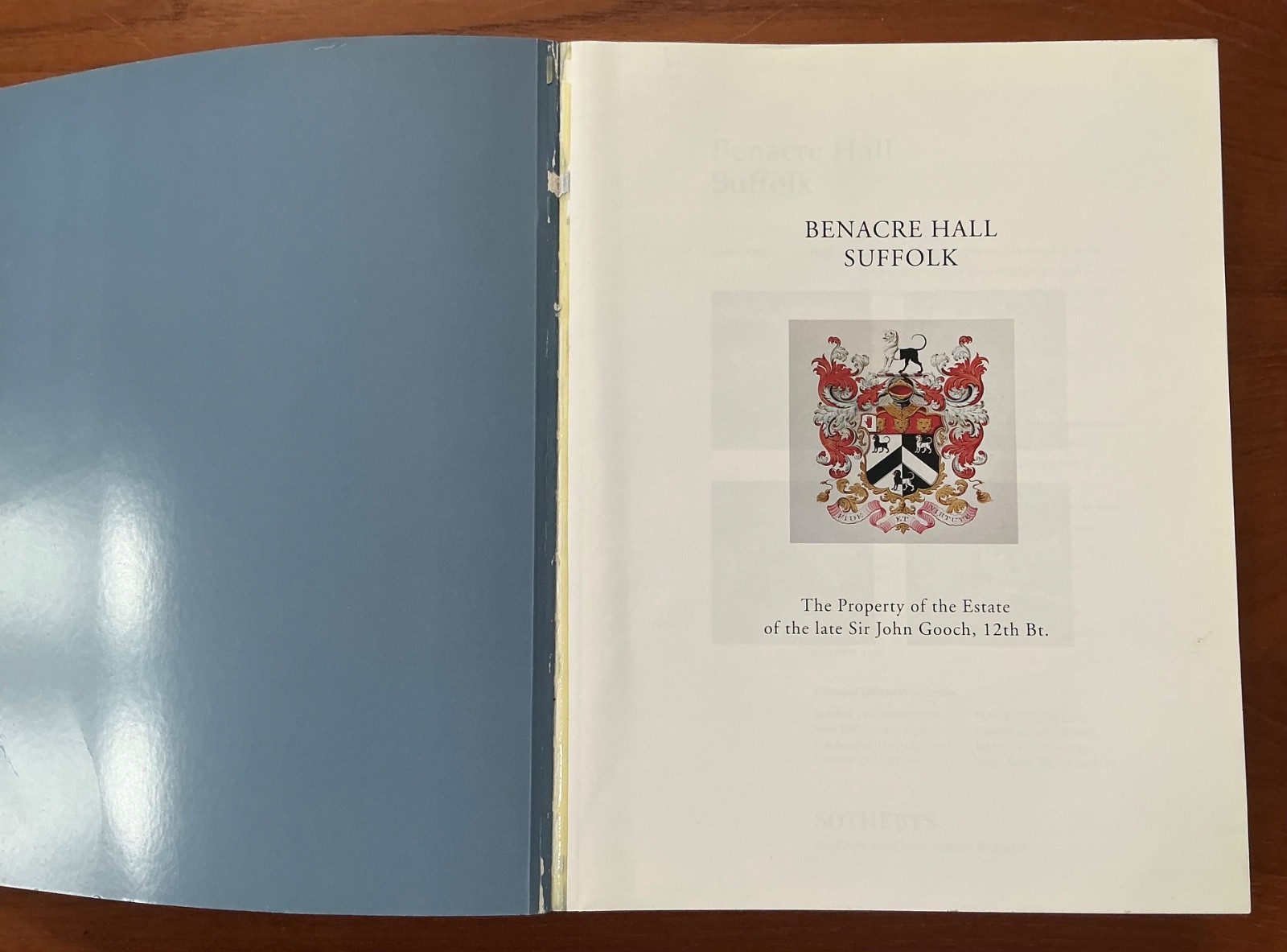 Benacre Hall Suffolk Sotheby’s Country House Auction Catalogue & Price List 2000
