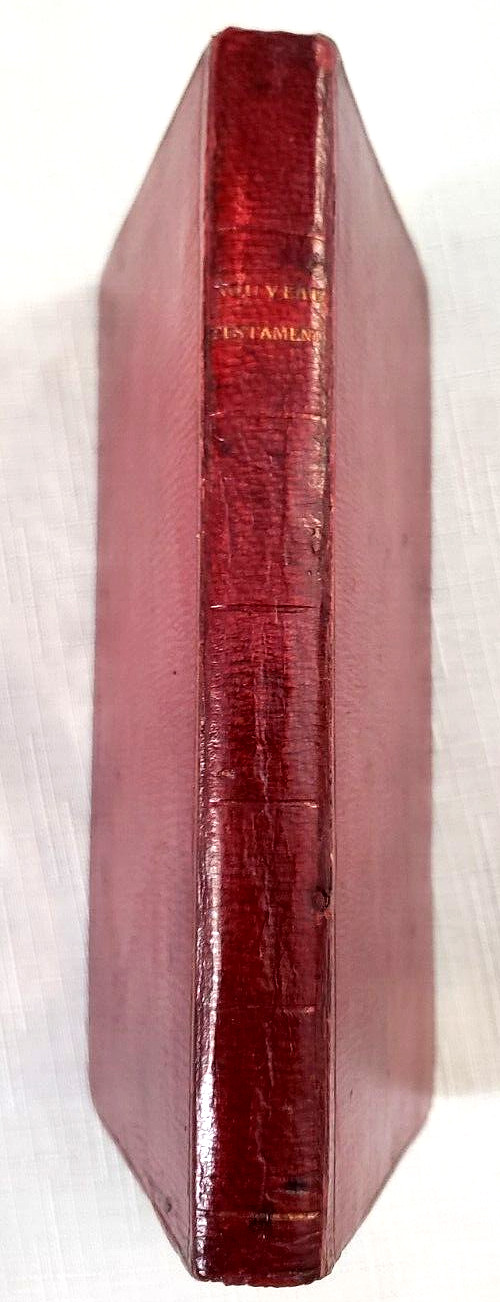 1823 LE NOUVEAU TESTAMENT, French Bible, Jesus Christ, Fine Binding Red Leather