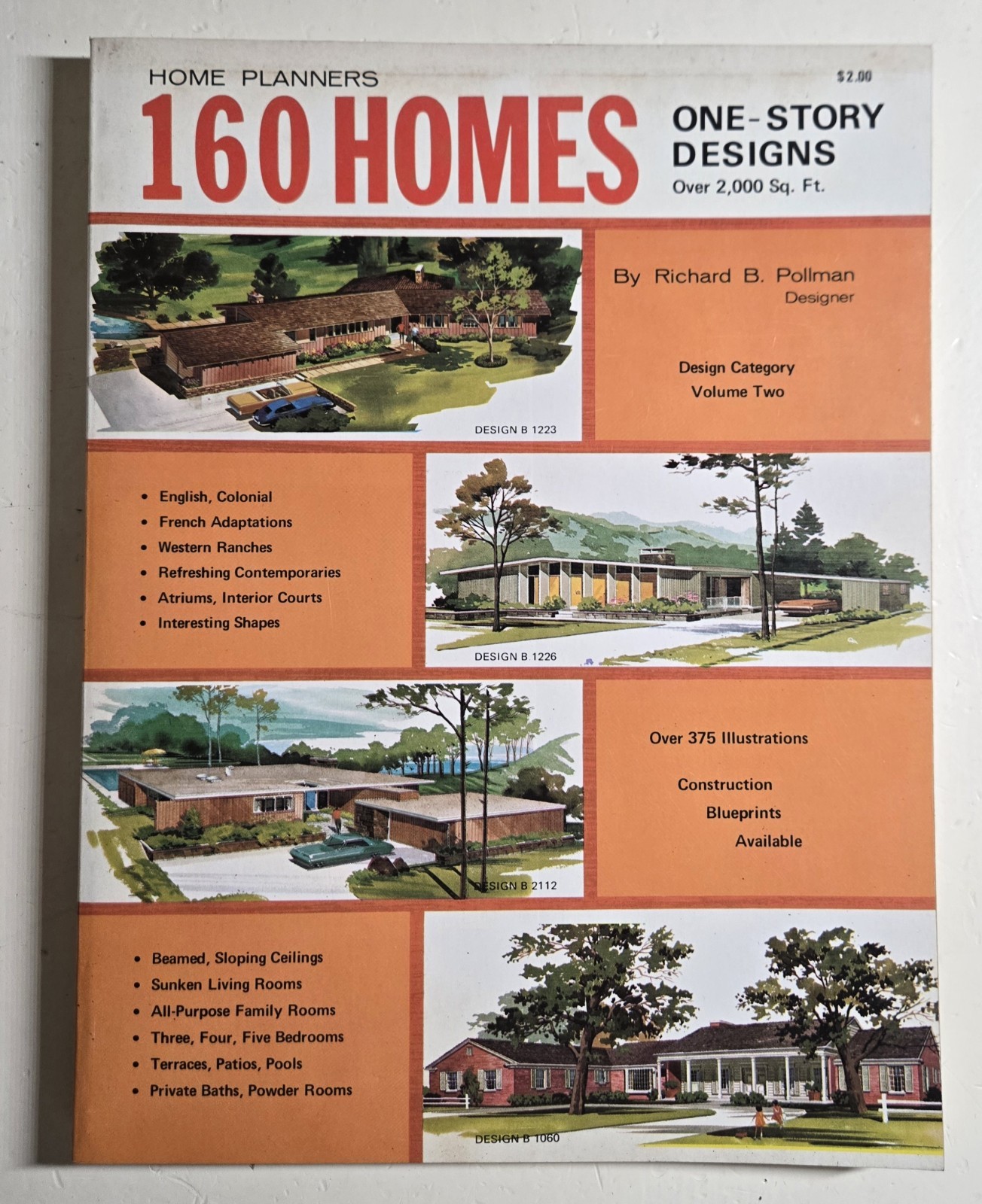 4 Vintage 1970s HOME PLANNERS Books Richard B Pollman Vacation, Multi, 1-2 Story