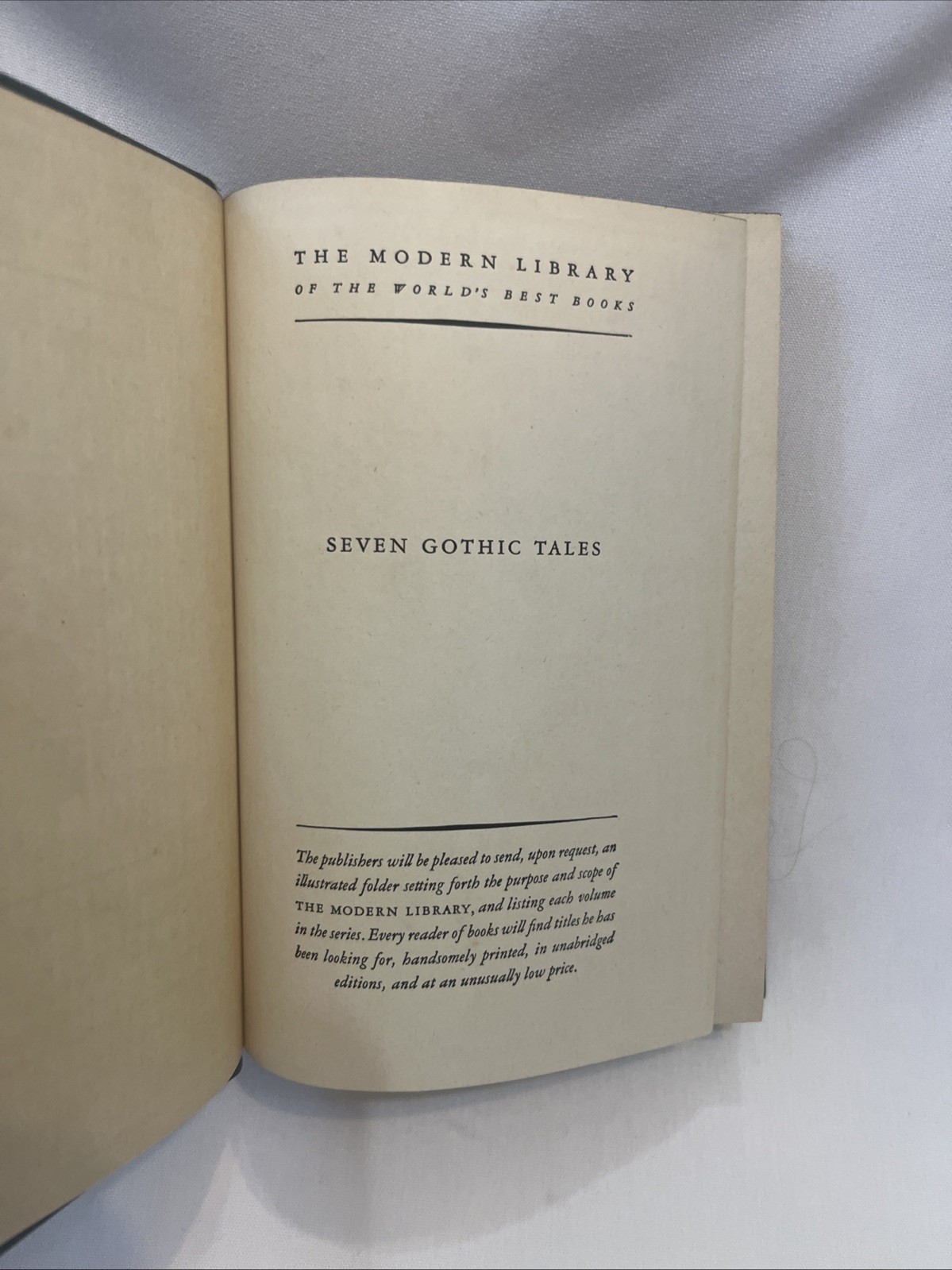 Seven Gothic Tales by Isak DINESEN | Modern Library HC 1934