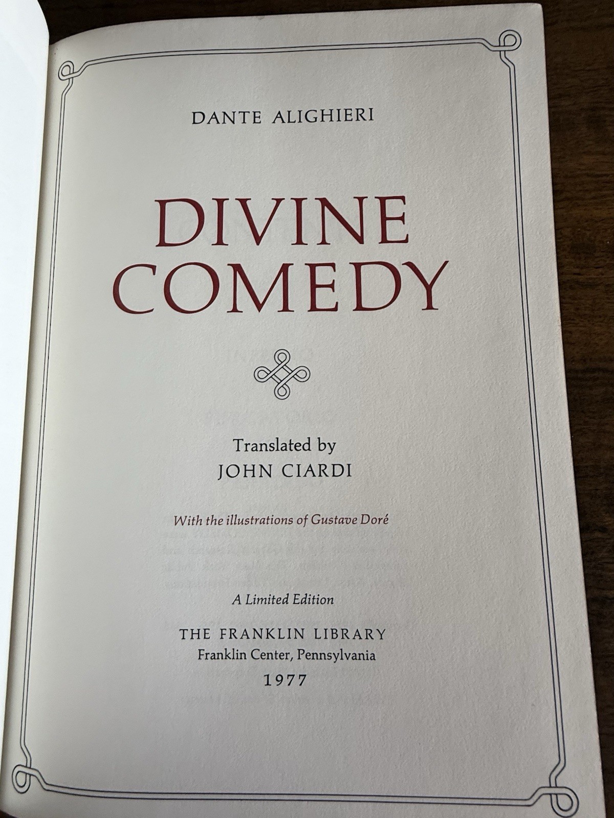 THE DIVINE COMEDY Dante Alighieri 1977 Franklin Library Limited Ed Leather Bound