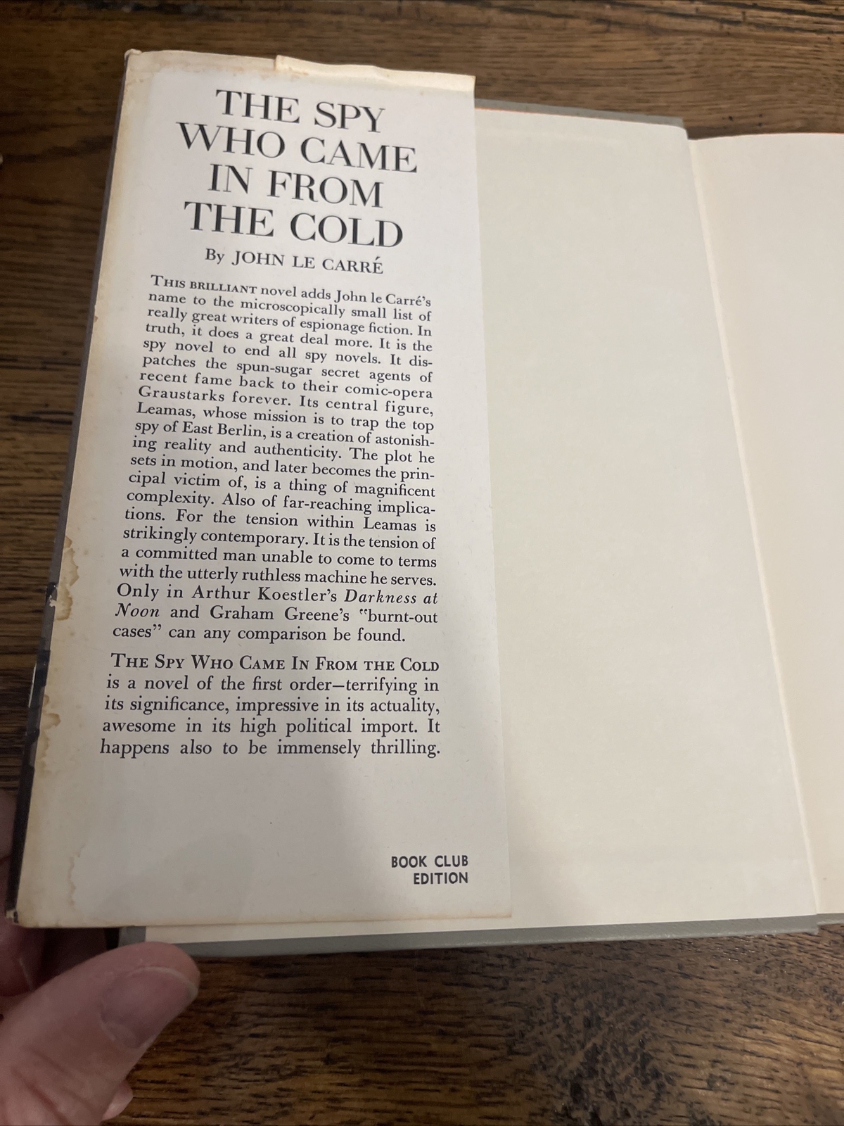 The Spy Who Came in From the Cold by John Le Carre 1963 Book Club Edition Vint