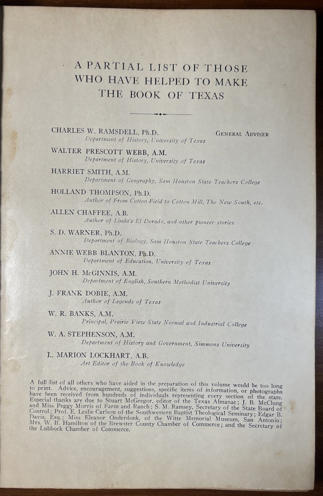“The Book Of Knowledge XXI The Book Of Texas” Edited By Holland Thompson 1929