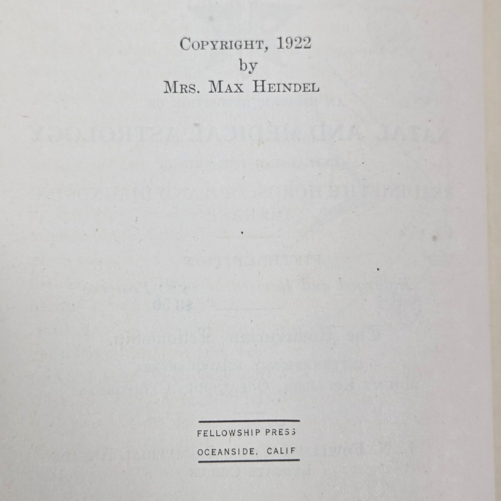 1922 Message of the Stars Max Heindel 5th Ed Astrology Rosicrucian Fellowship
