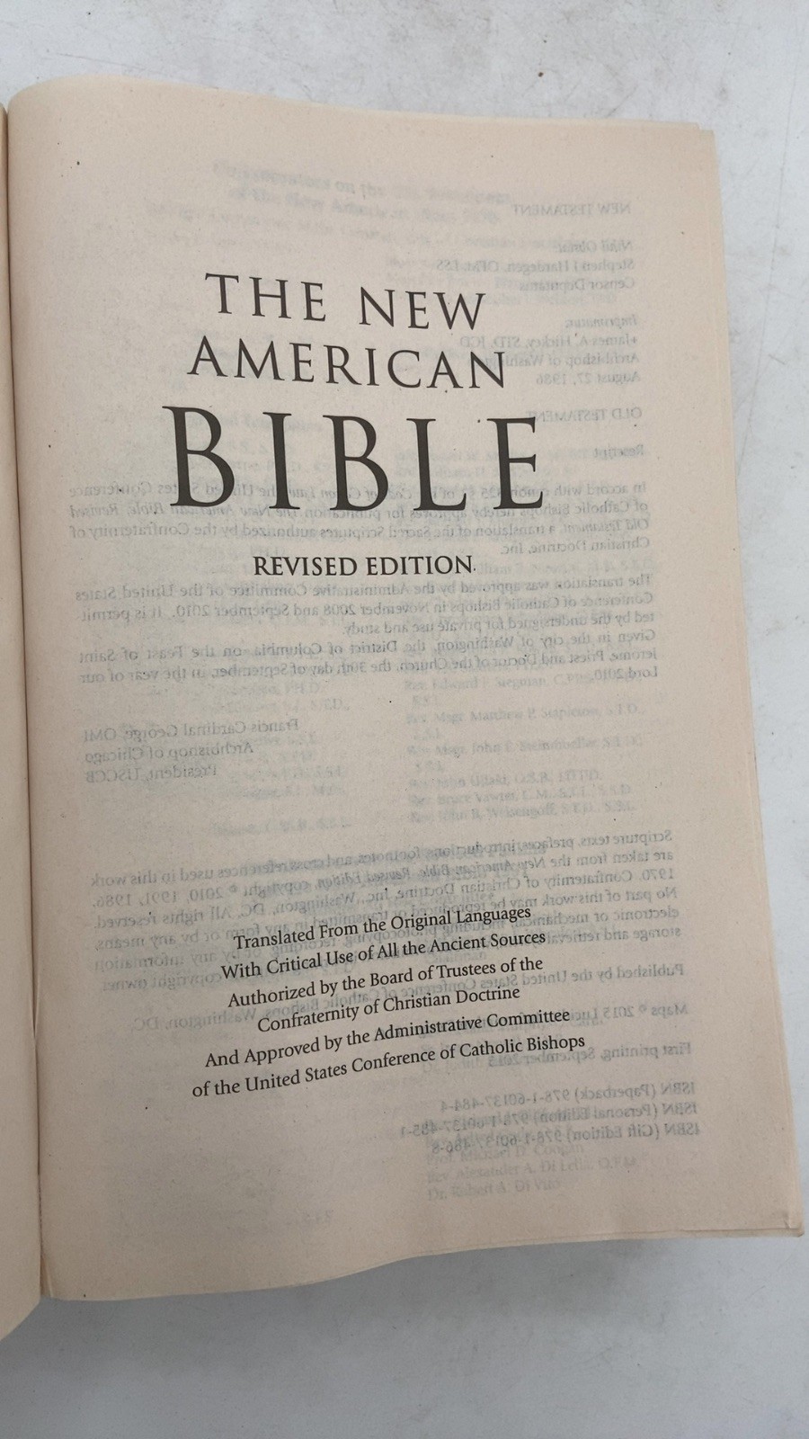 The New American Bible Paperback Revised Edition 2015