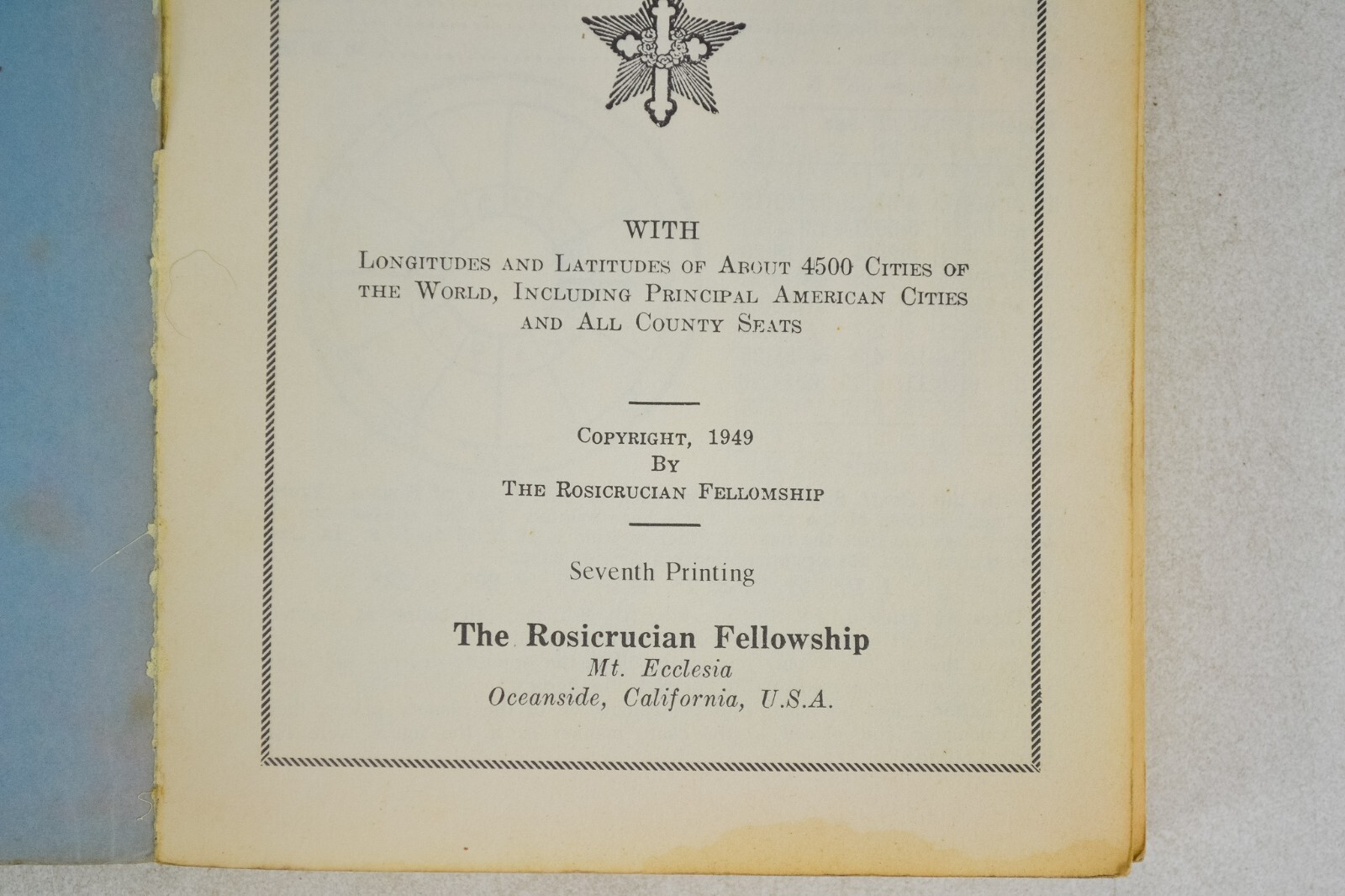 Scientific Tables of Houses 0 to 66, Rosicrucian Fellowship, 7th Print 1949 VTG