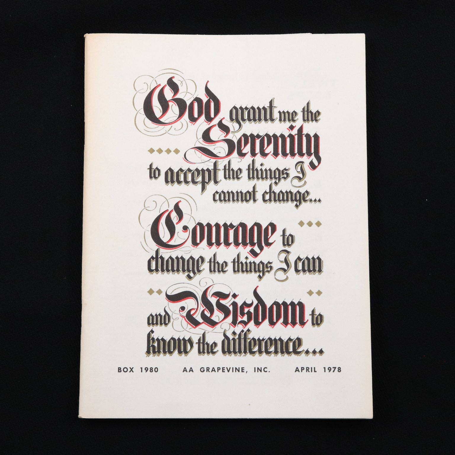 AA Grapevine April 1978 Vol 34 No 11 Serenity Prayer Alcoholics Anonymous