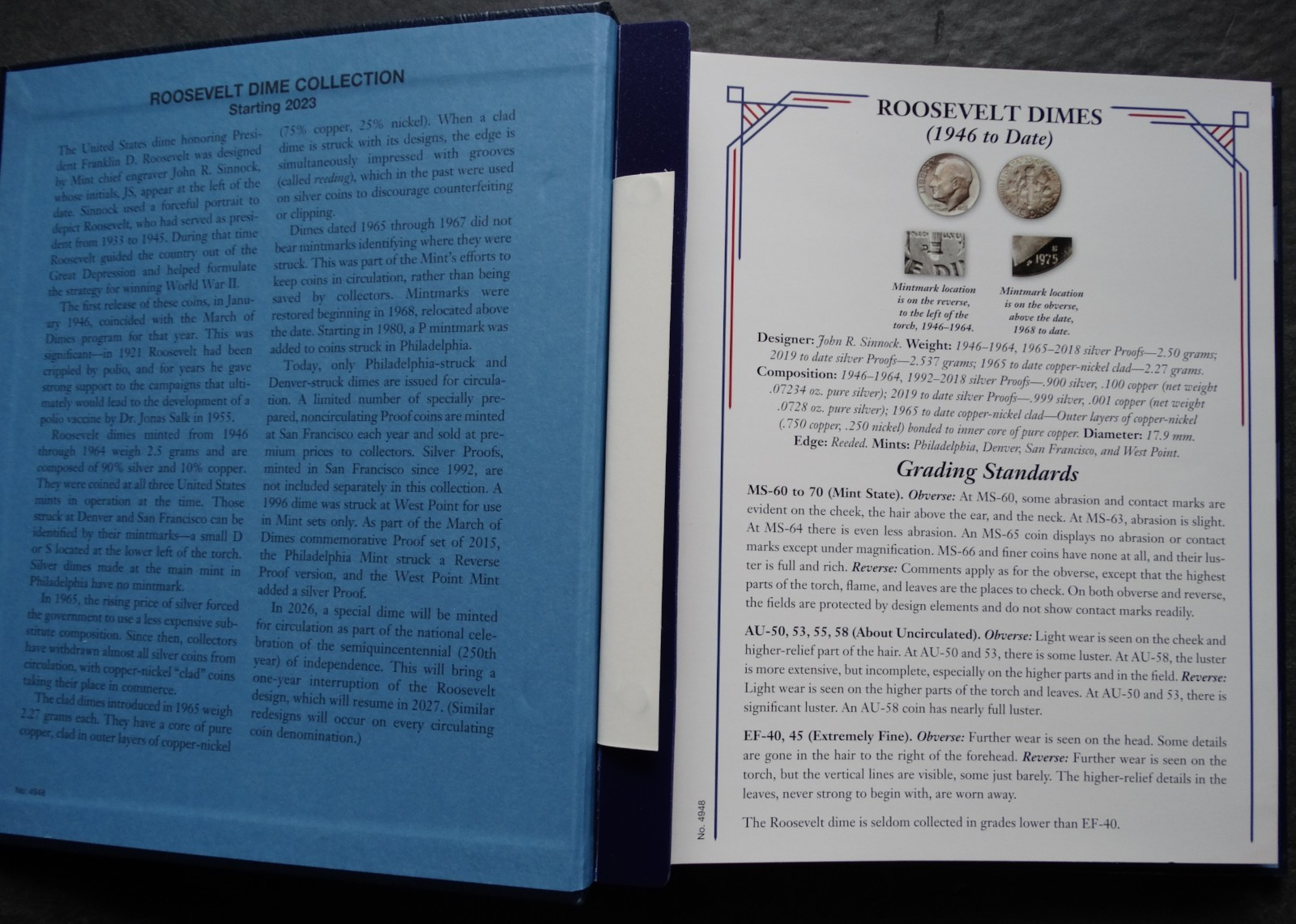 Whitman Roosevelt Dimes Dime Coin Album Book Number 4 2023-2026 P,D,SF #4948