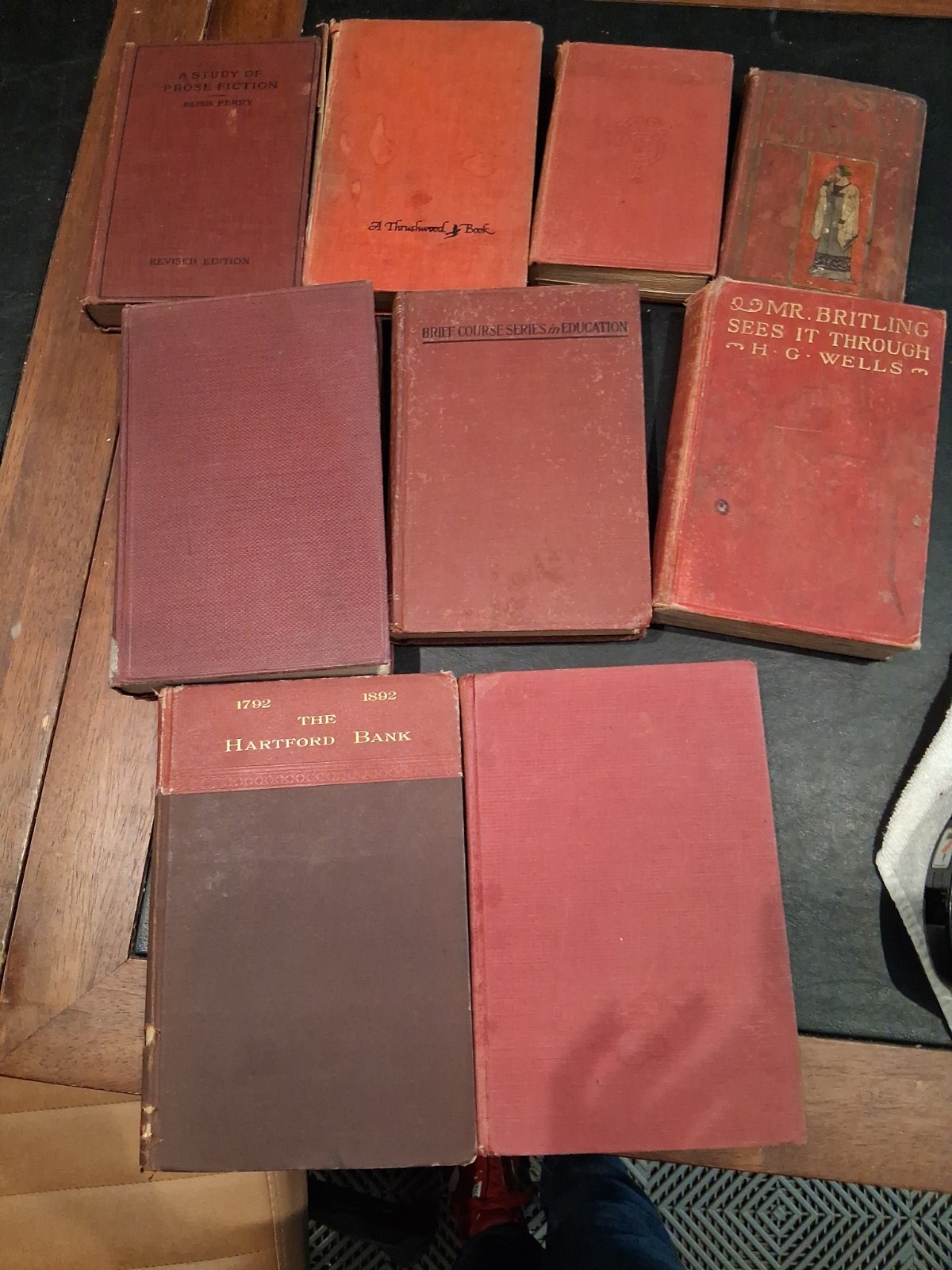 Lot of 9 RED / Shades of RED Old Vintage Antique Rare Hardcover Random Books