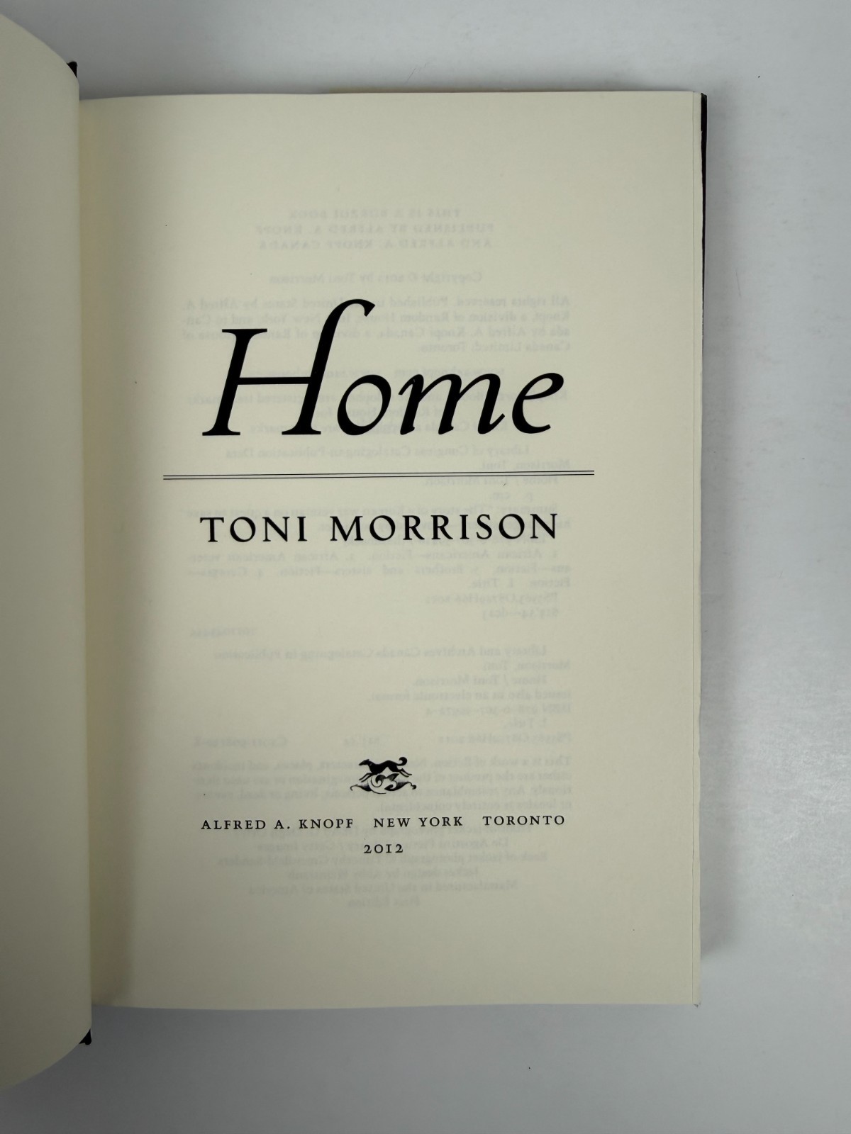 Toni Morrison Home First Edition 2012 Hardcover Dust Jacket Nobel Laureate Novel