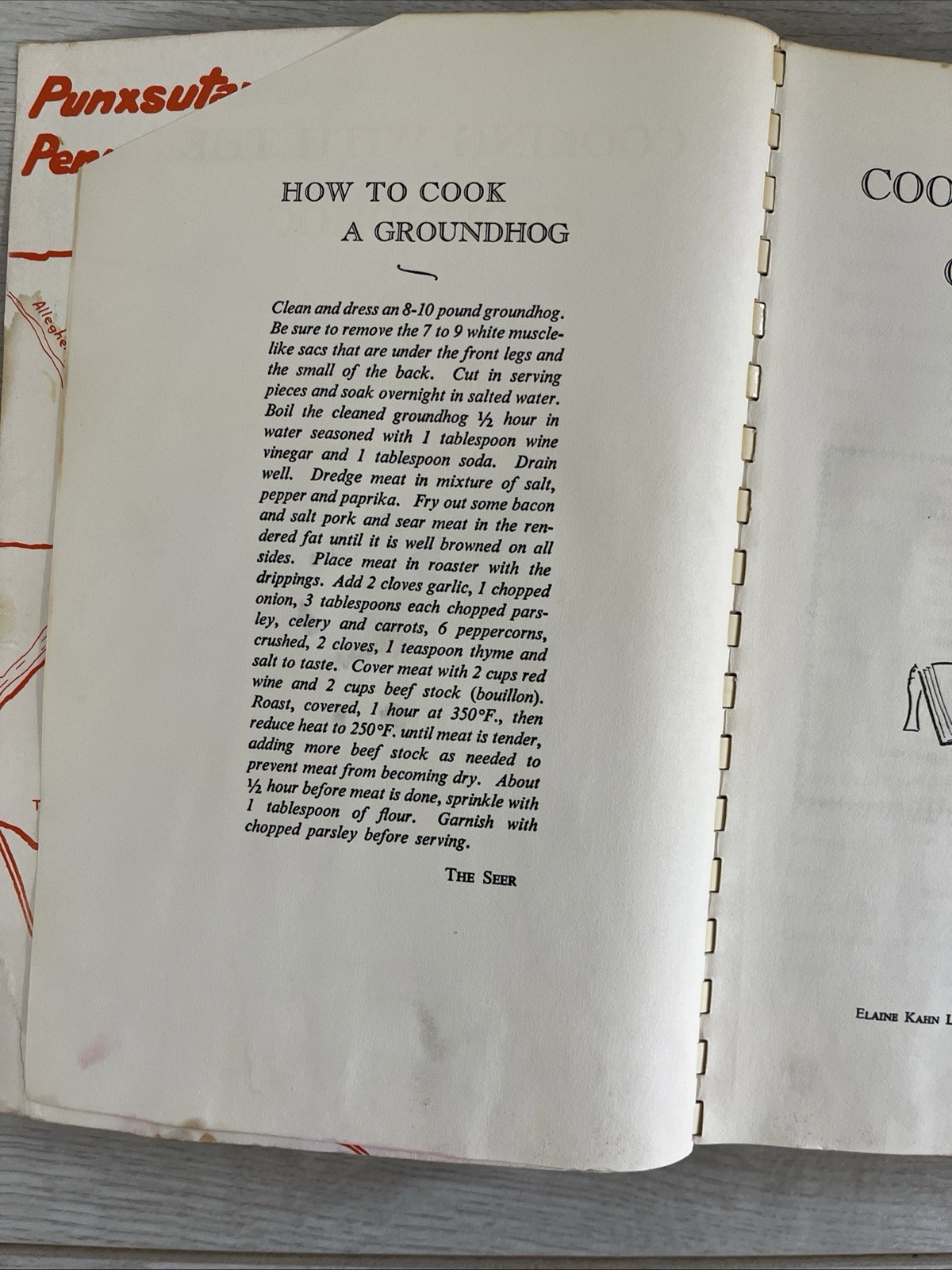 Vintage Cooking with the Groundhog 1967 sixth printing from Adrian Hospital