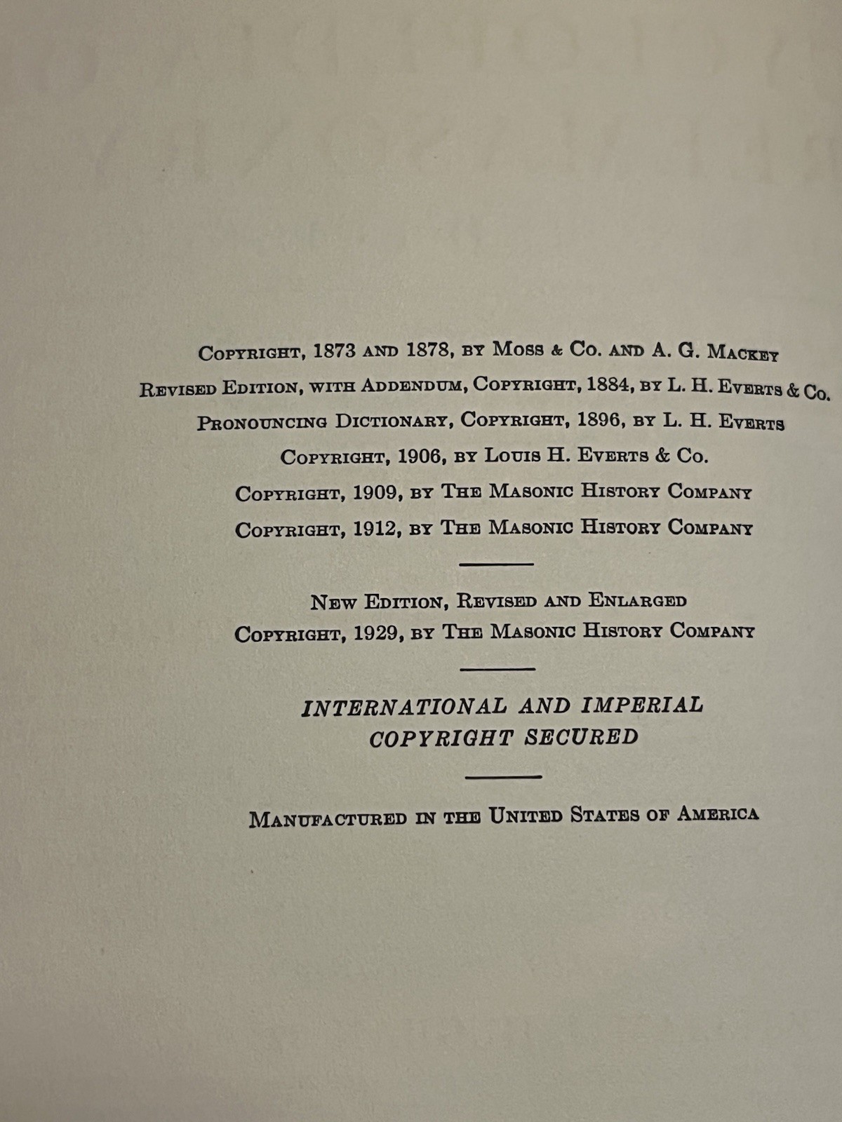 Mackey’s Revised Encyclopedia Of Freemasonry Book Volume 1 & 2 Hardcover 1929