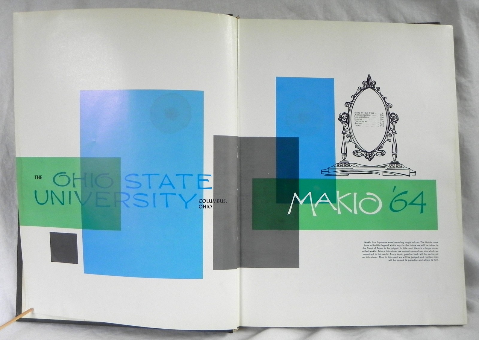The Ohio State University “Makio” 1964 Yearbook, 480 Pages, Exc. Cond. Unsigned