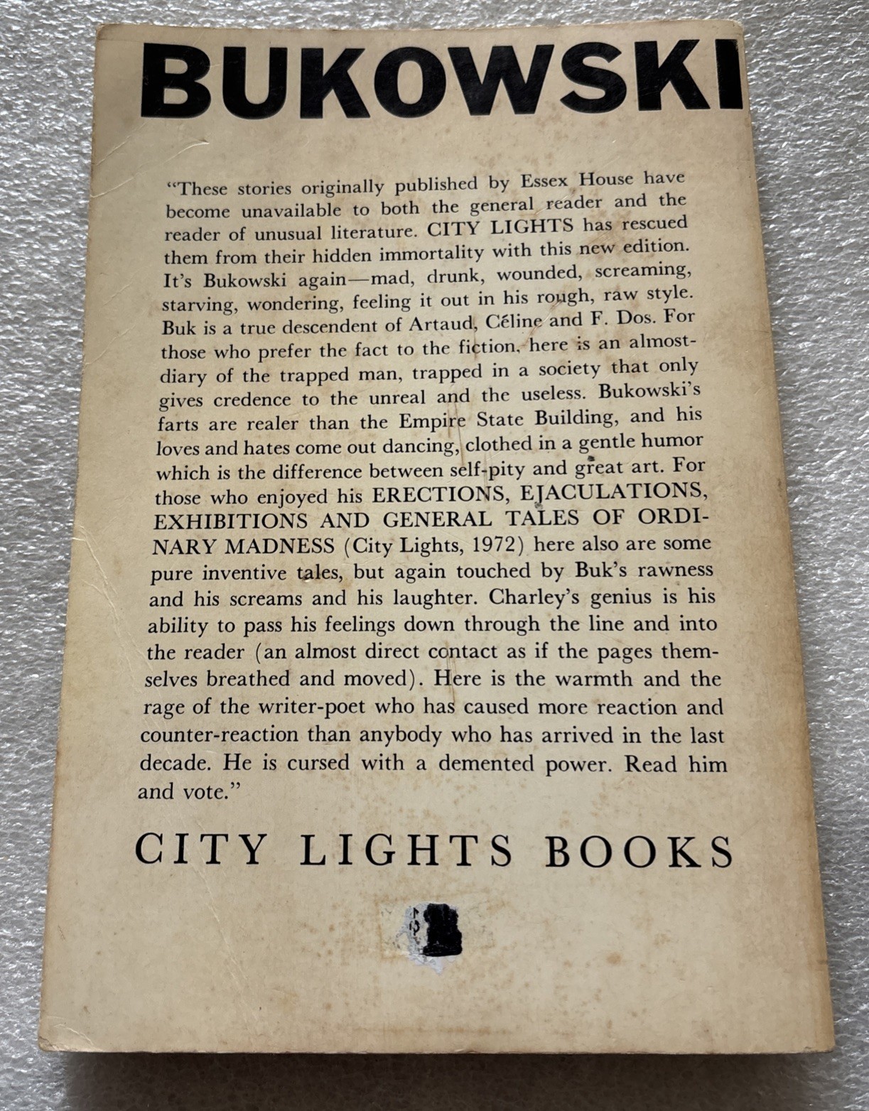 Charles Bukowski Notes of a Dirty Old Man 1st City Lights Edition 1973 Paperback
