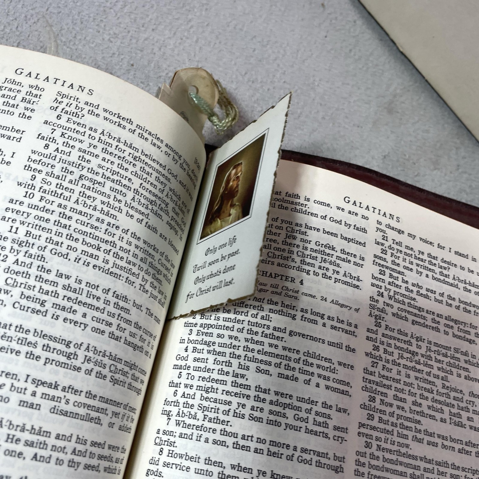 Vintage 1950 Large Holy Bible KJV Good Saviour Tissot Brown Leather Consolidated