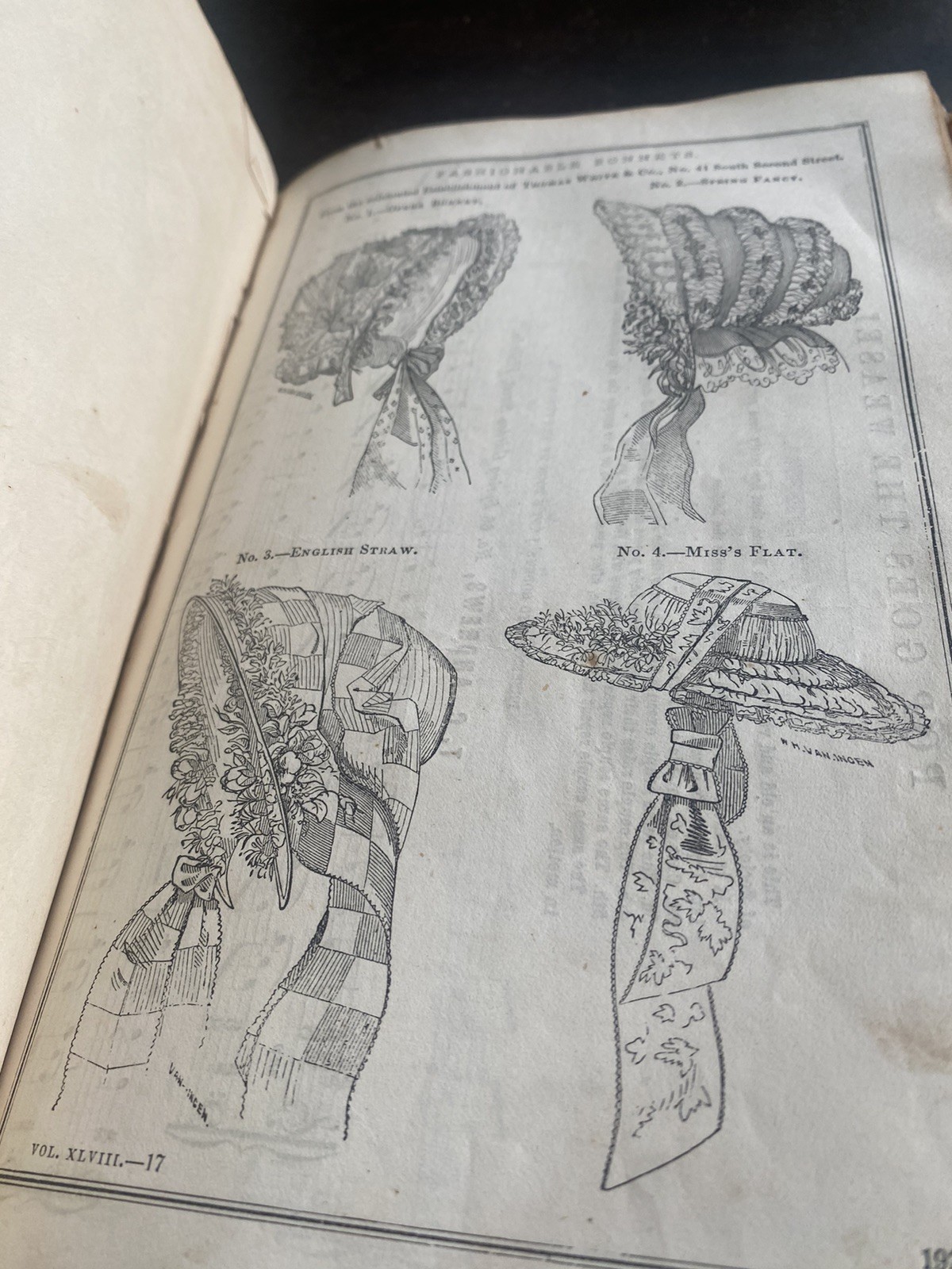 1854 Jan-June GODEY’S LADY’S BOOK HARDCOVER WOMEN’S FASHION COLOR ENGRAVINGS