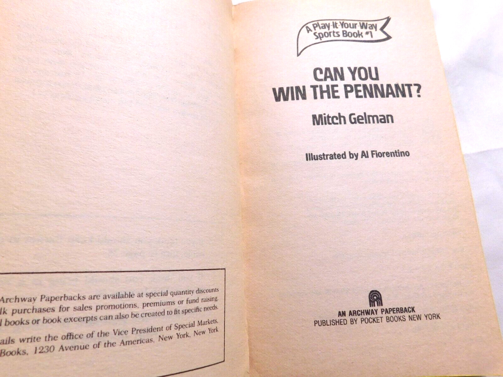 Can You Win the Pennant? by Mitch Gelman Play-It-Your-Way Sports PB Book 1983