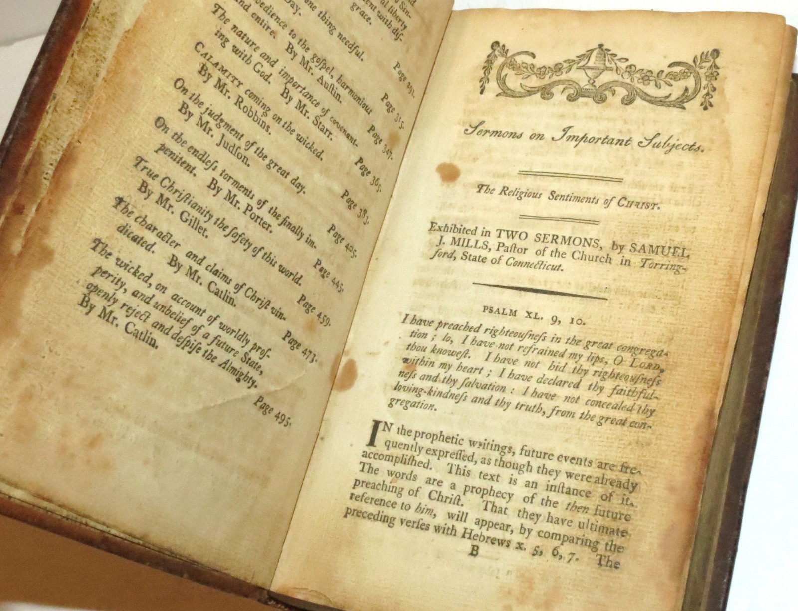 SERMONS on Important Subjects 1797 Full Leather, Hartford, CT Ministers, America