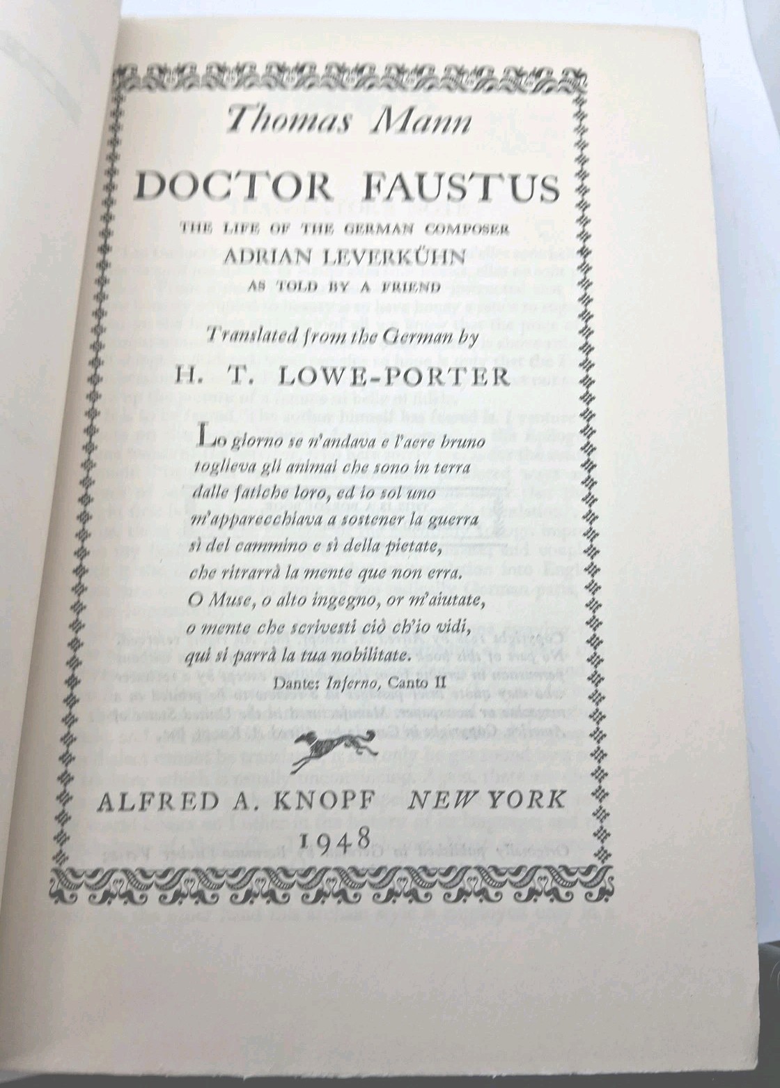Doctor Faustus by Thomas Mann ~Book Club Edition 1948 w/Extras, Inserts HC HB DJ