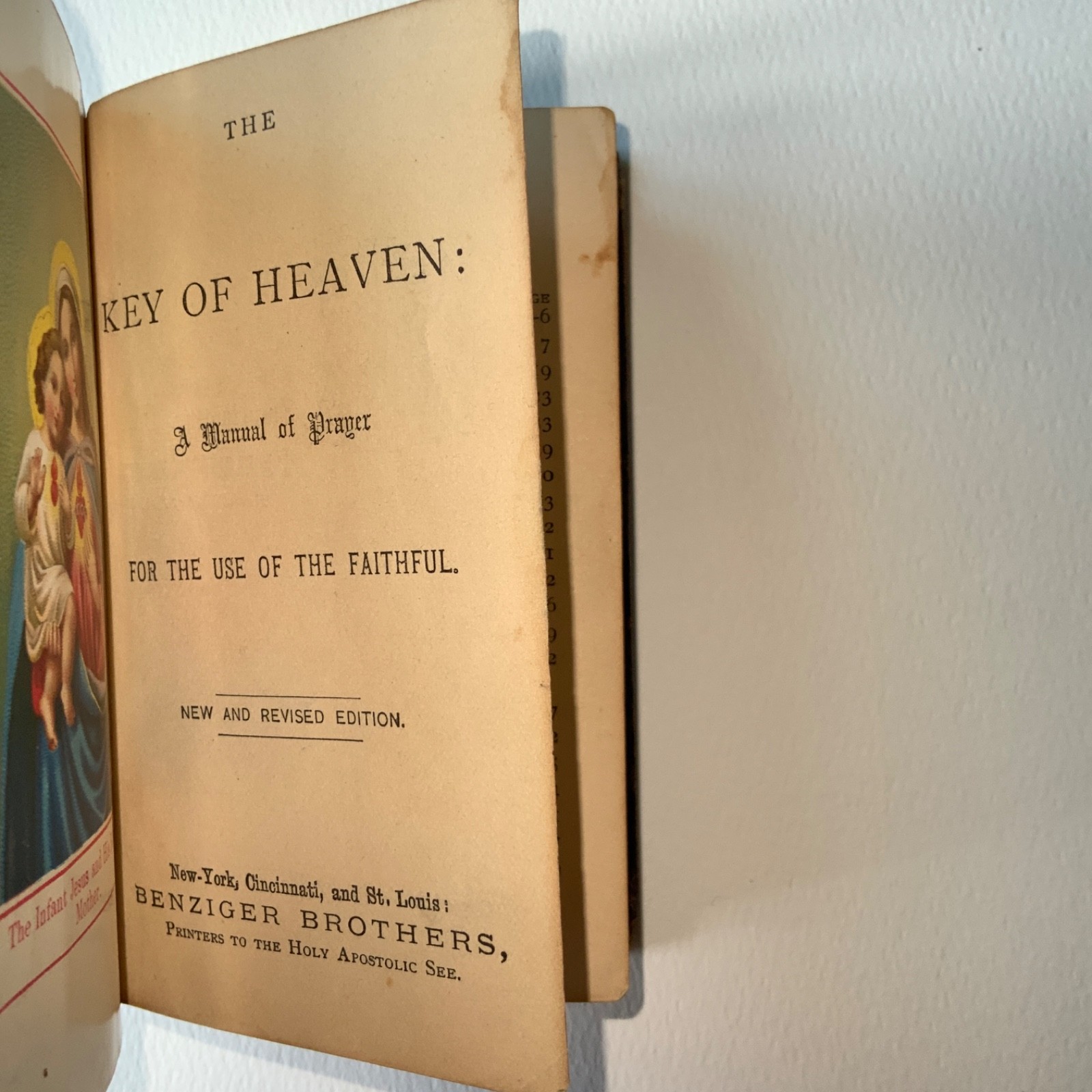 1875 Key of Heaven Antique Catholic Prayer Book Benziger Gilt 3×5 Fair