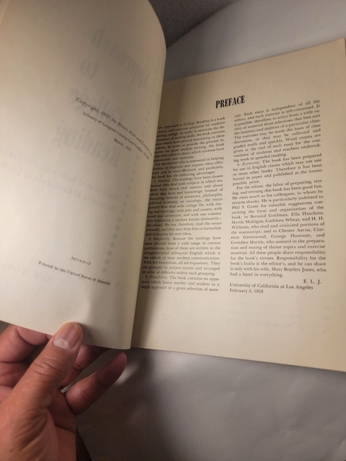 1953 RAER FIND! VINTAGE! An Approach to College Reading