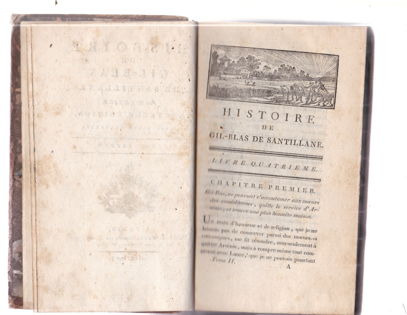 HISTOIRE DE GIL-BLAS DE SANTILLANE. Tome Second 1797. By Alain-René Lesage