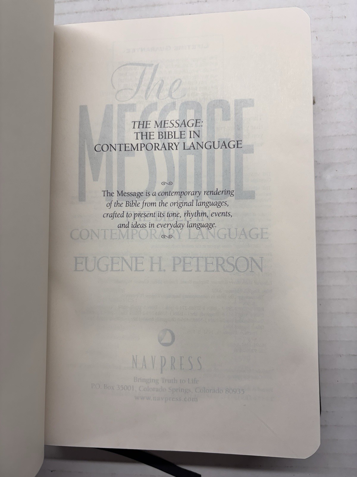 The Message Bible (Larger Print) Black Genuine Leather – Peterson Excellent