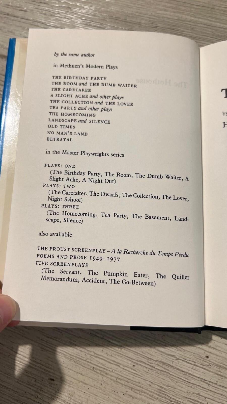 THE HOTHOUSE a play by Harold Pinter – 1st Edition, Very Good