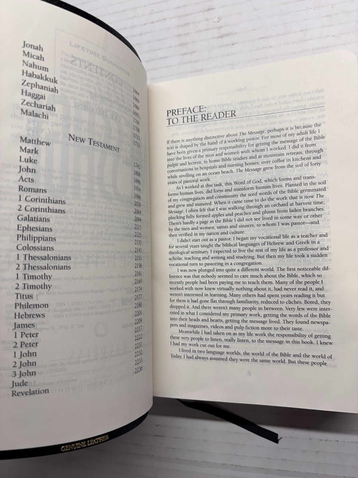 The Message Bible (Larger Print) Black Genuine Leather – Peterson Excellent