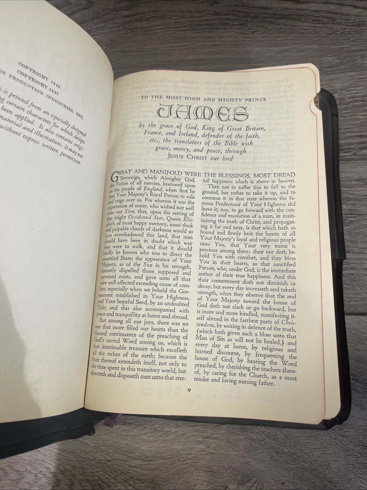 Holy Bible KJV 1947 Red Letter Large Type Spencer Press Genuine Leather