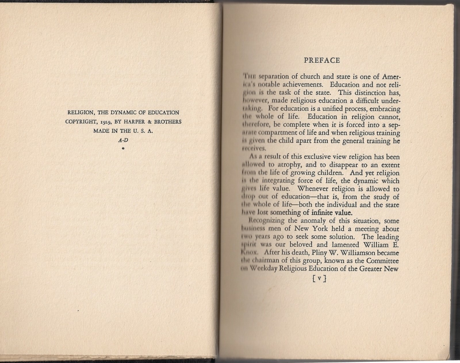 Religion In USA Education 1929 Walter Howlett vintage 1920s New York Symposium