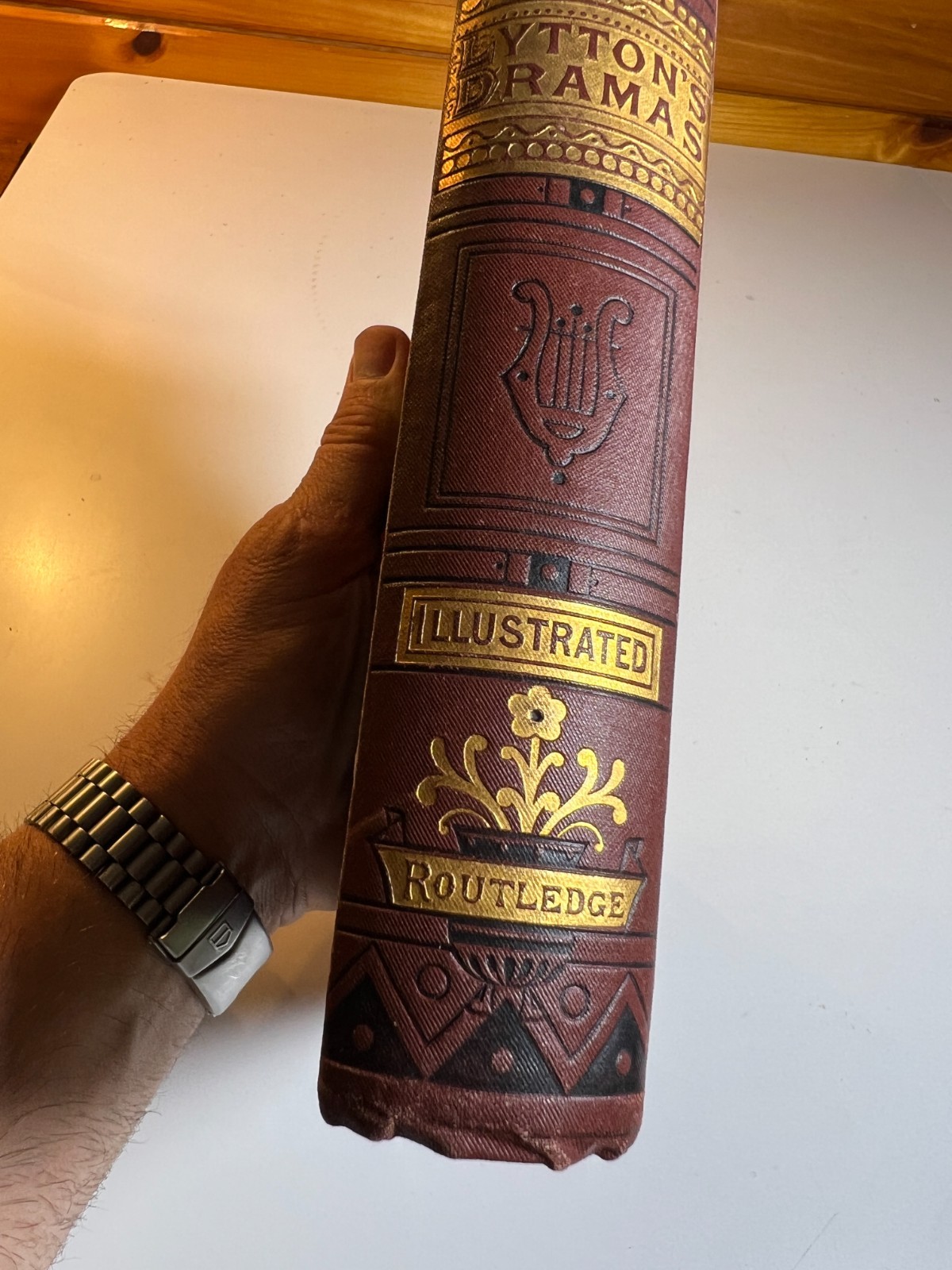 Lytton’s Dramas Victorian Decorative Book 1800s Routledge Cover Ornate Gilded