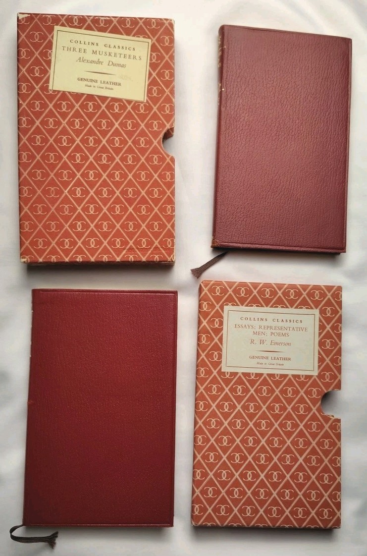 6 Collins Classics Clear Type Press Leather Pocket Books Slip Cases Gilt Vintage