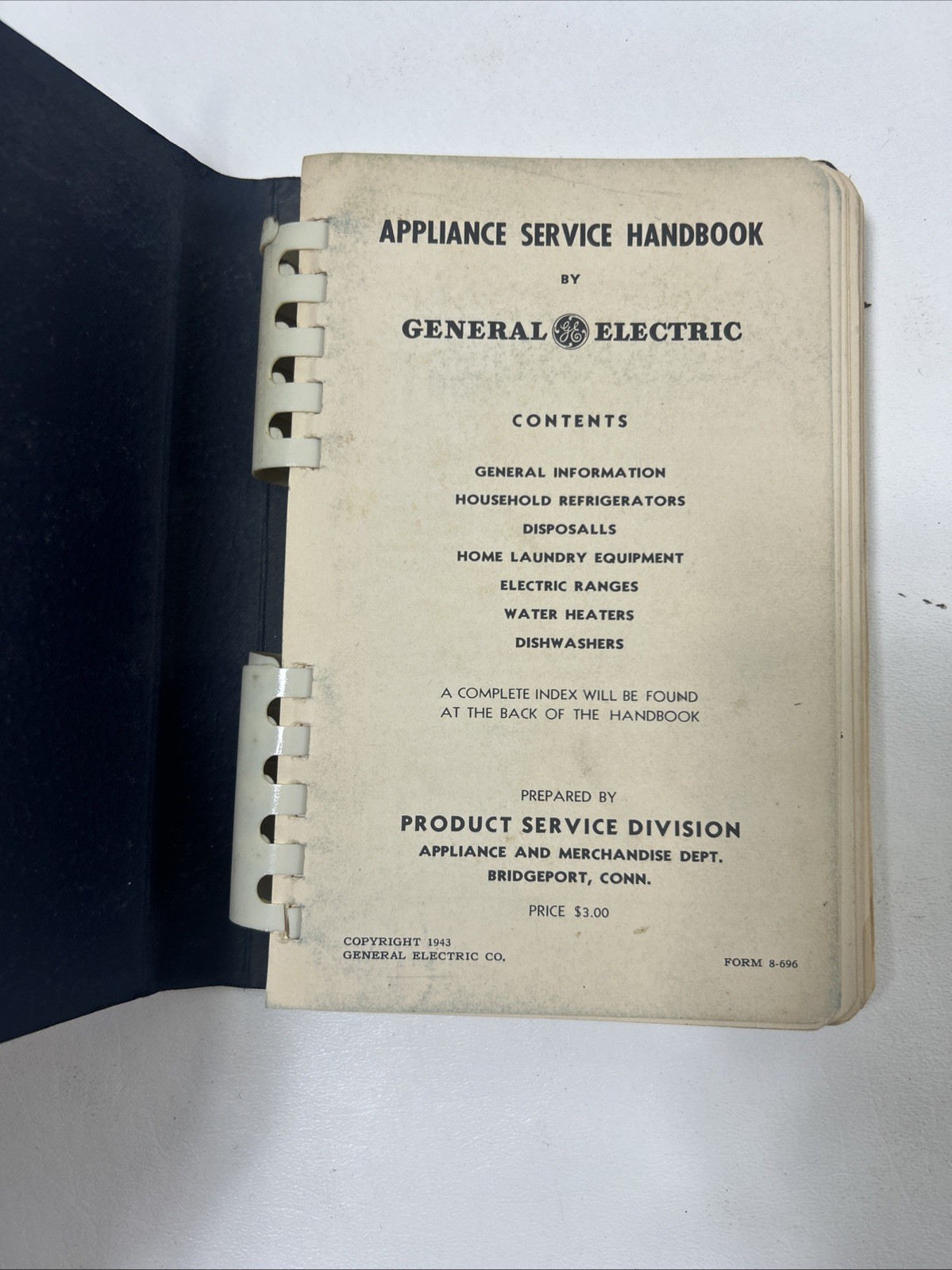 Appliance Service Handbook – General Electric (Spiral, Paperback, 1944)