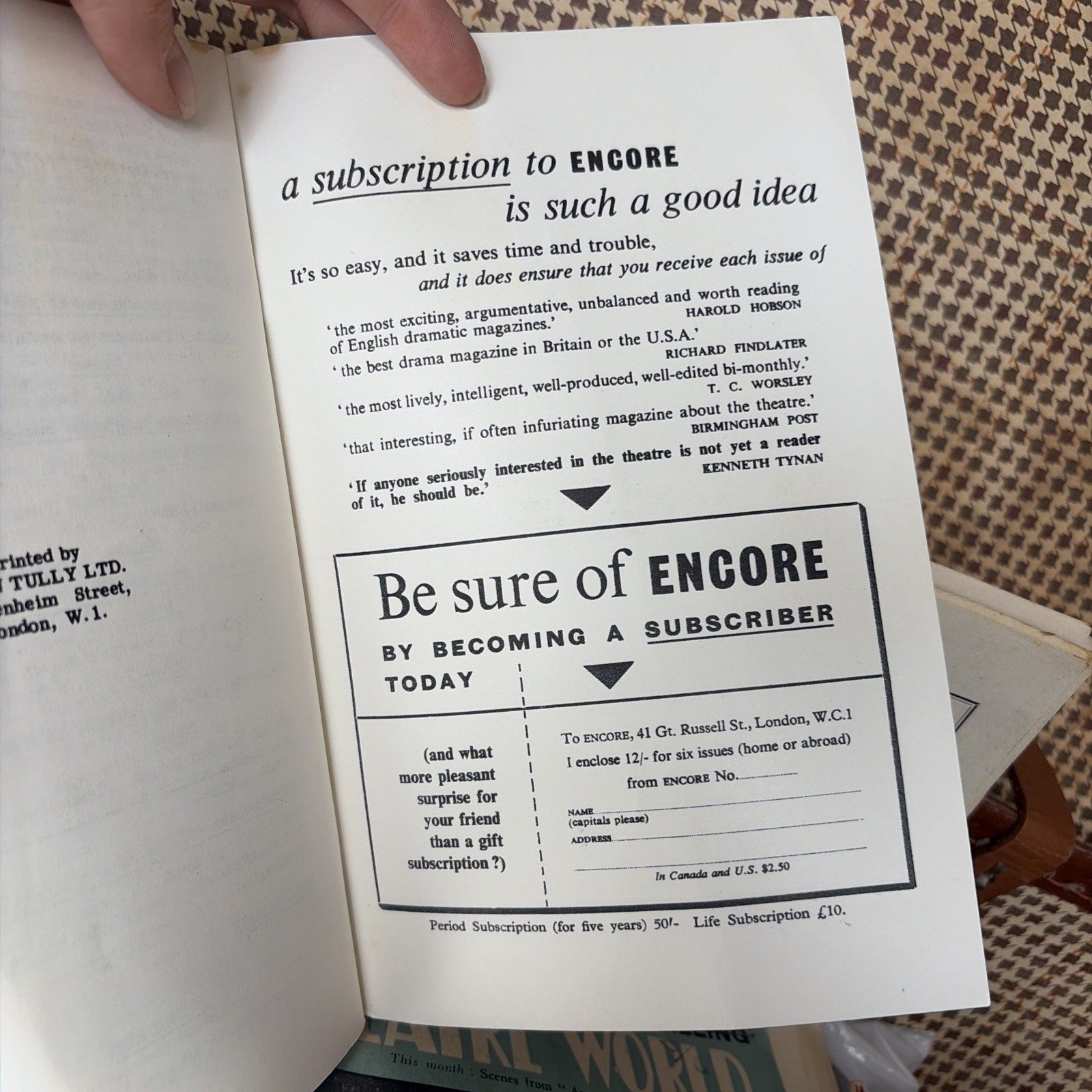 First edition Vintage “The Caretaker” Harold Pinter, Encore Publishing 1960