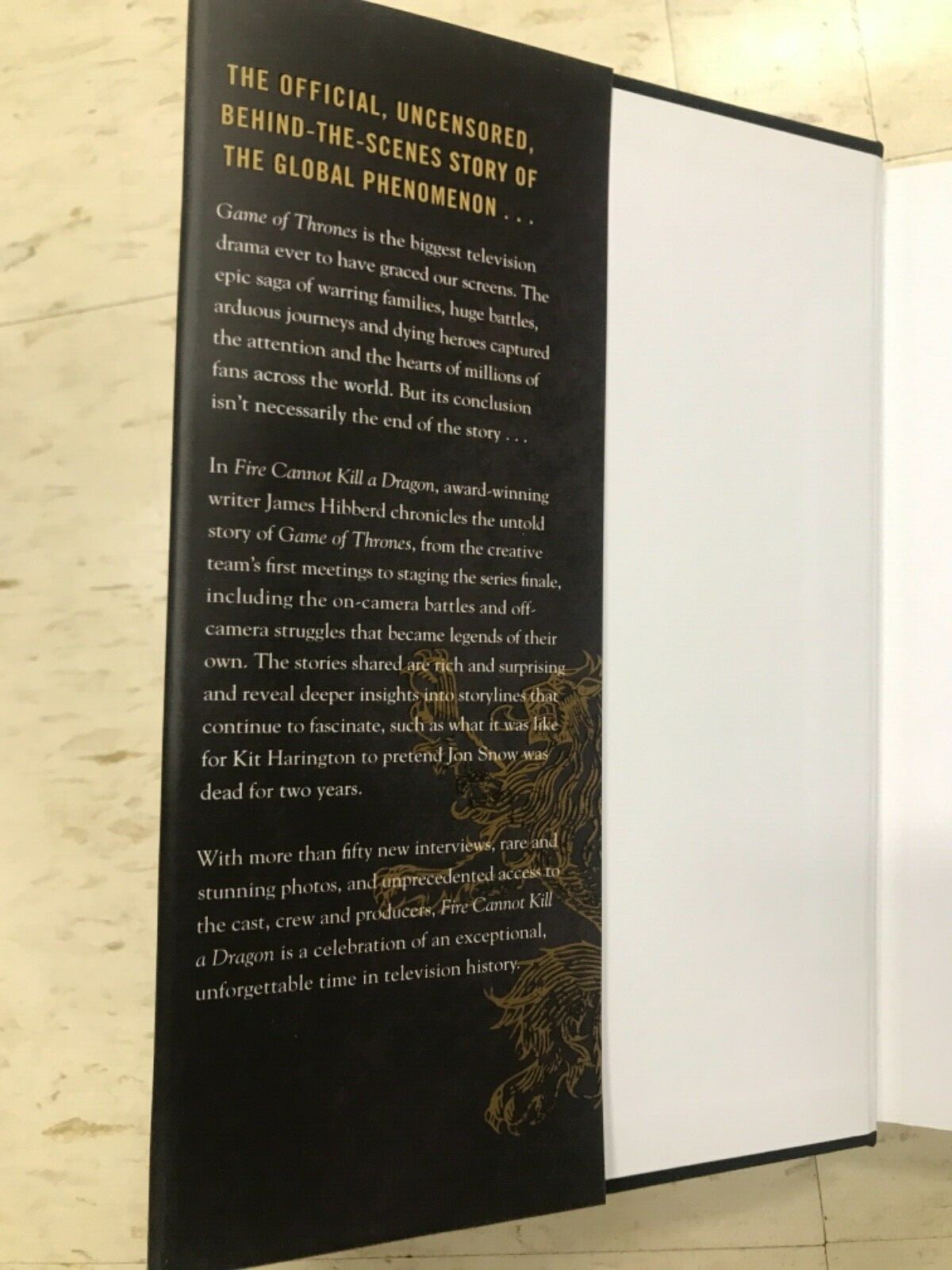 GAME OF THRONES BOOK, NEW, FIRE CANNOT KILL A DRAGON ,UNTOLD STORY, JAMES HBO 1