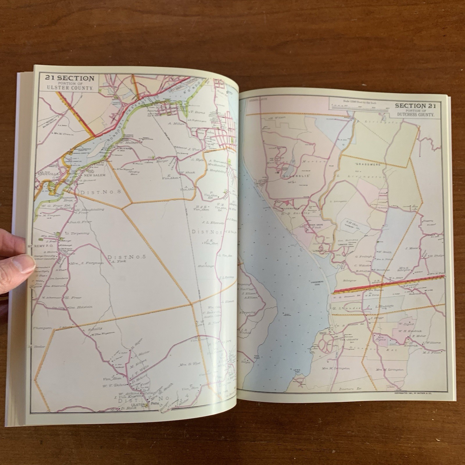 1891 Atlas of the Hudson River Valley New York City to Troy / Color Reprint