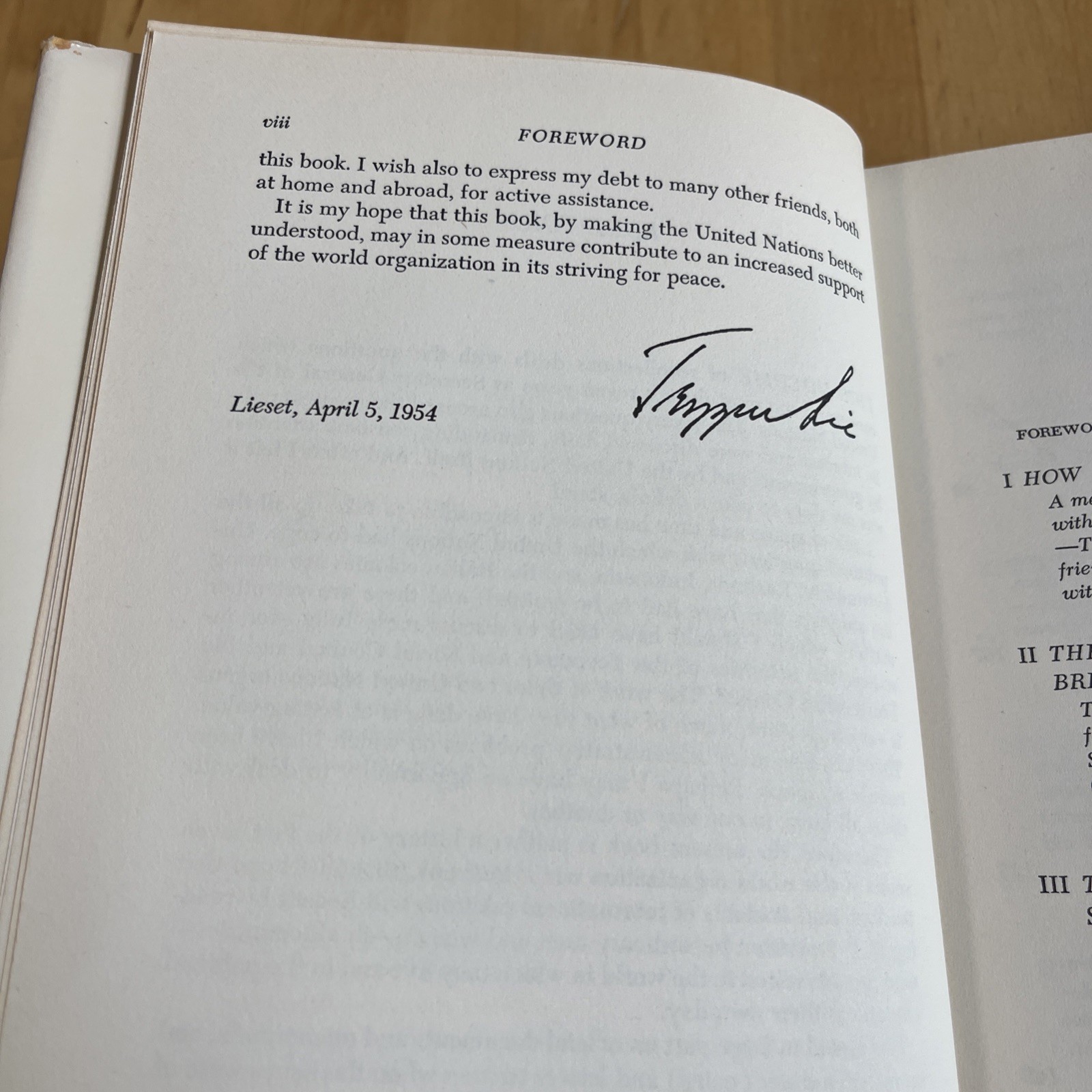 Trygve Lie’s IN THE CAUSE OF PEACE Inscribed Signed 1st Edition Printing 1954