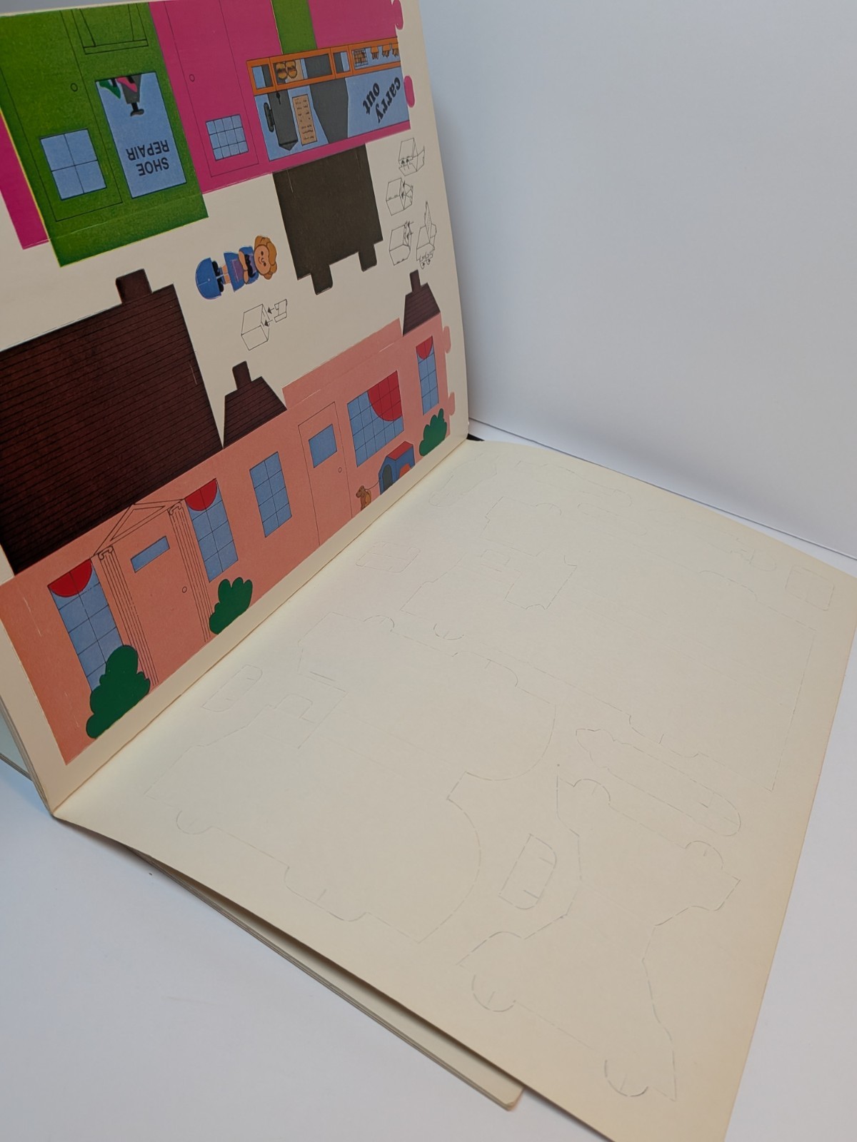 Lot x 2 Whitman Press-Out Books Unpunched ~ Tiny Neighborhood, Tiny City NOS NEW