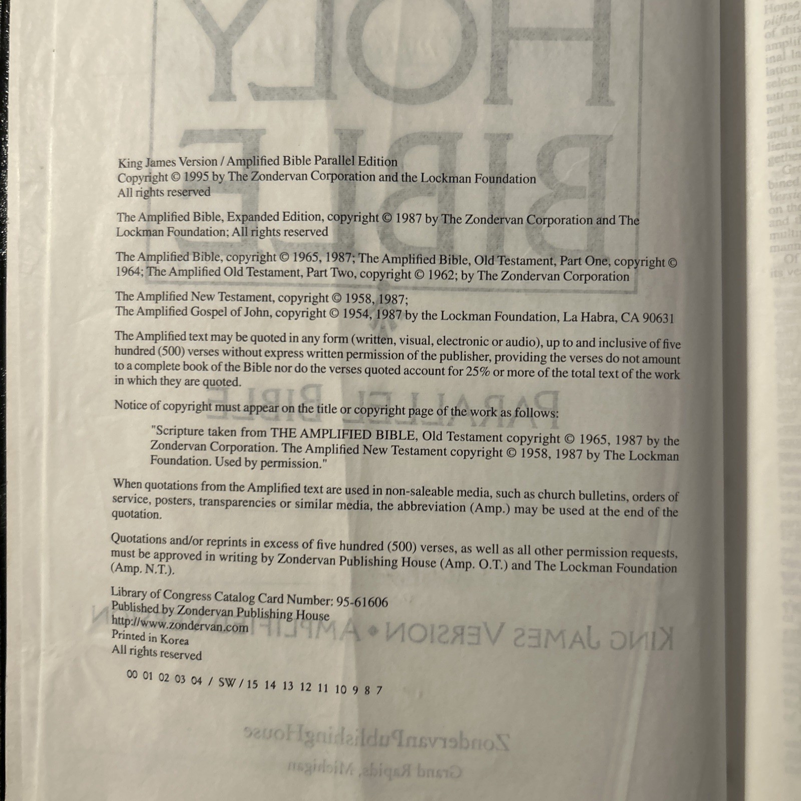 KJV Amplified Bible Parallel Edition Bonded Leather AMP 1995
