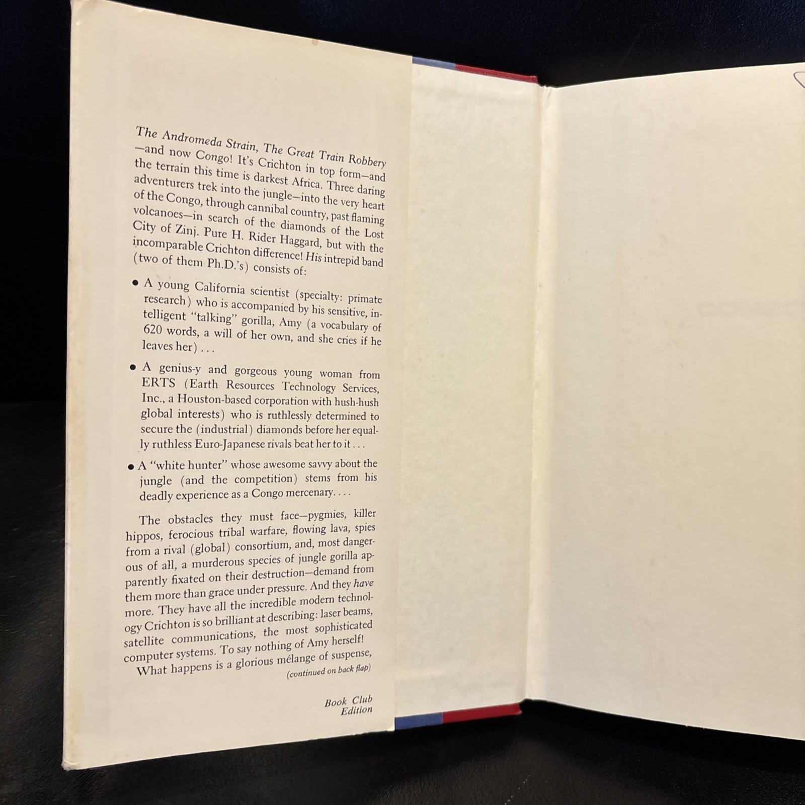 Congo – Michael Crichton (1980 HC Book w/DJ) BCE – Alfred A. Knopf First