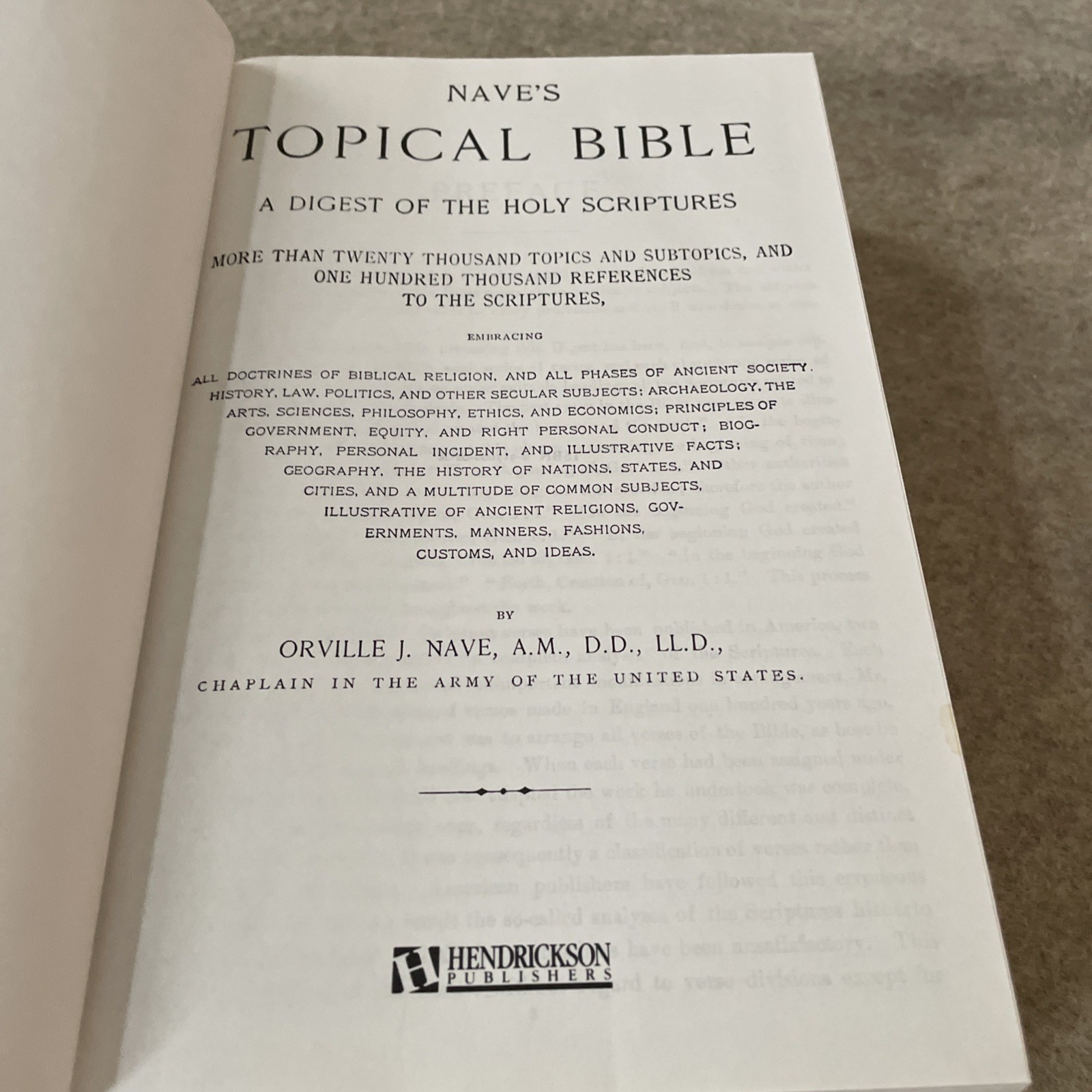Hendrickson Nave’s Topical Bible Orvill J Nave HC like new