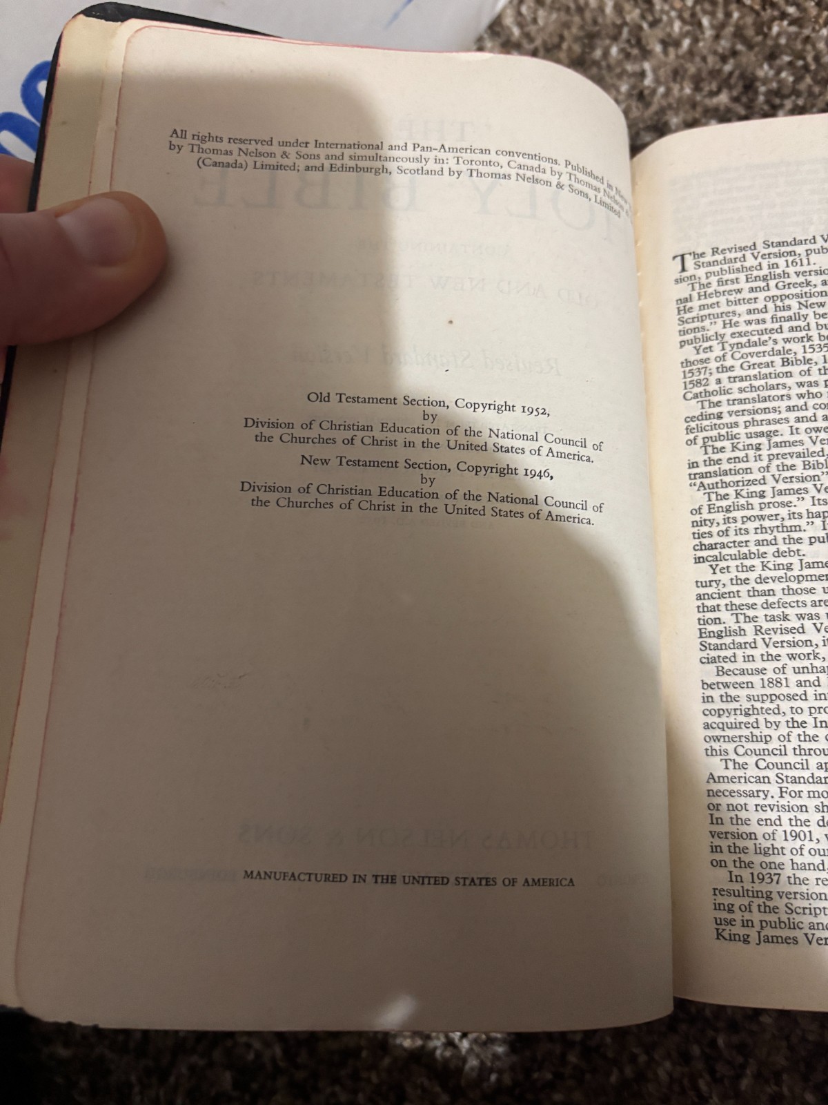 Vintage Nelson Holy Bible 1952 Revised Standard Version Black Bonded Leather