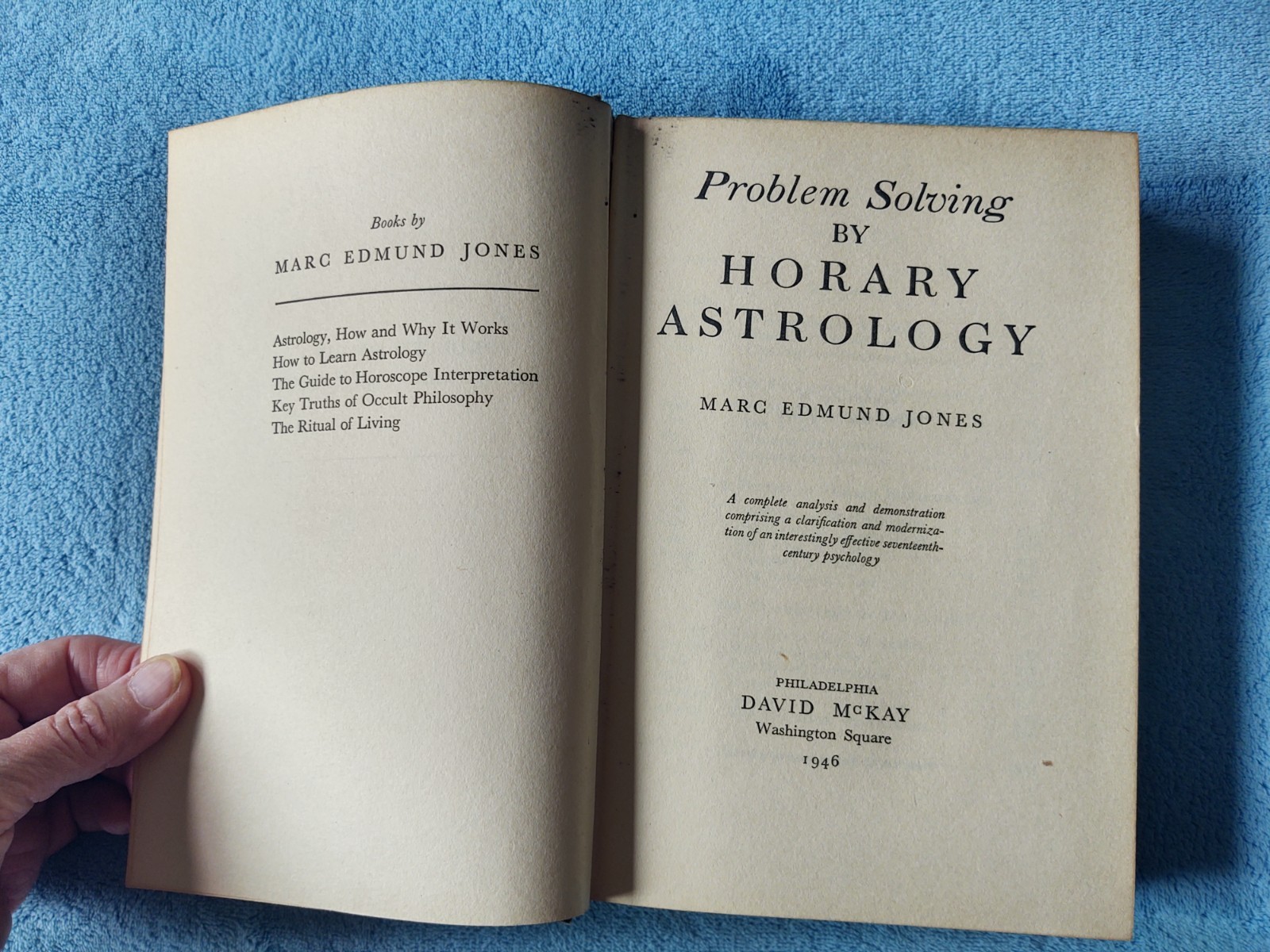 Problem Solving by Horary Astrology Marc Edmund Jones 1946 HC First Edition