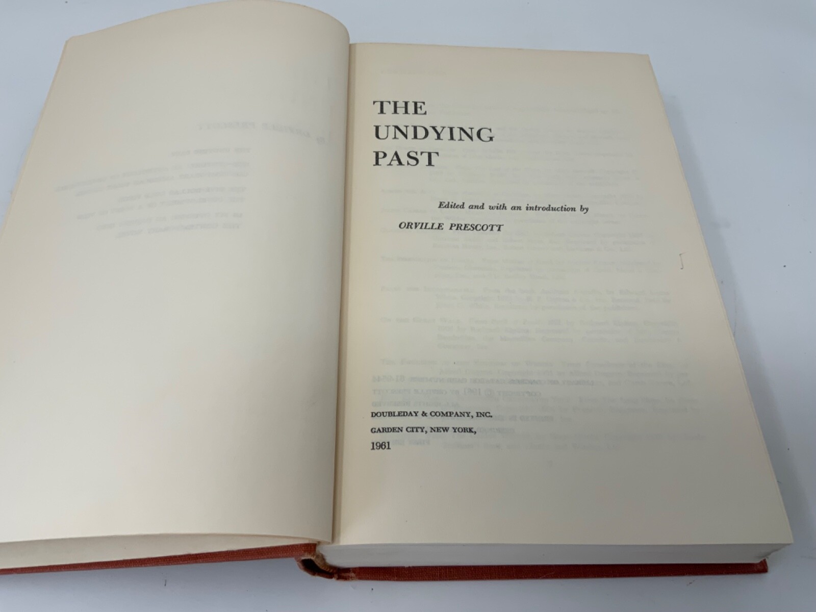 The Undying Past by Orville Prescott Hardcover 1961 Free Ship